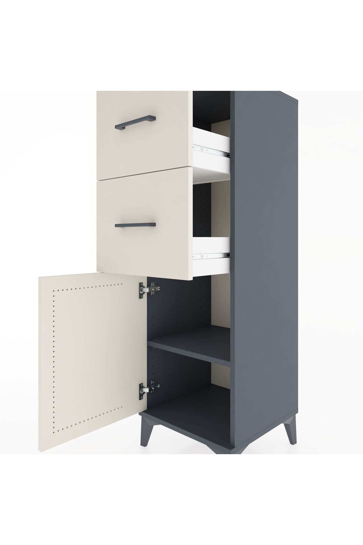 Hyperion Dolap Tek Raflı 2 Çekmeceli Tek Kapaklı 44x44x134 - S49M005V4B