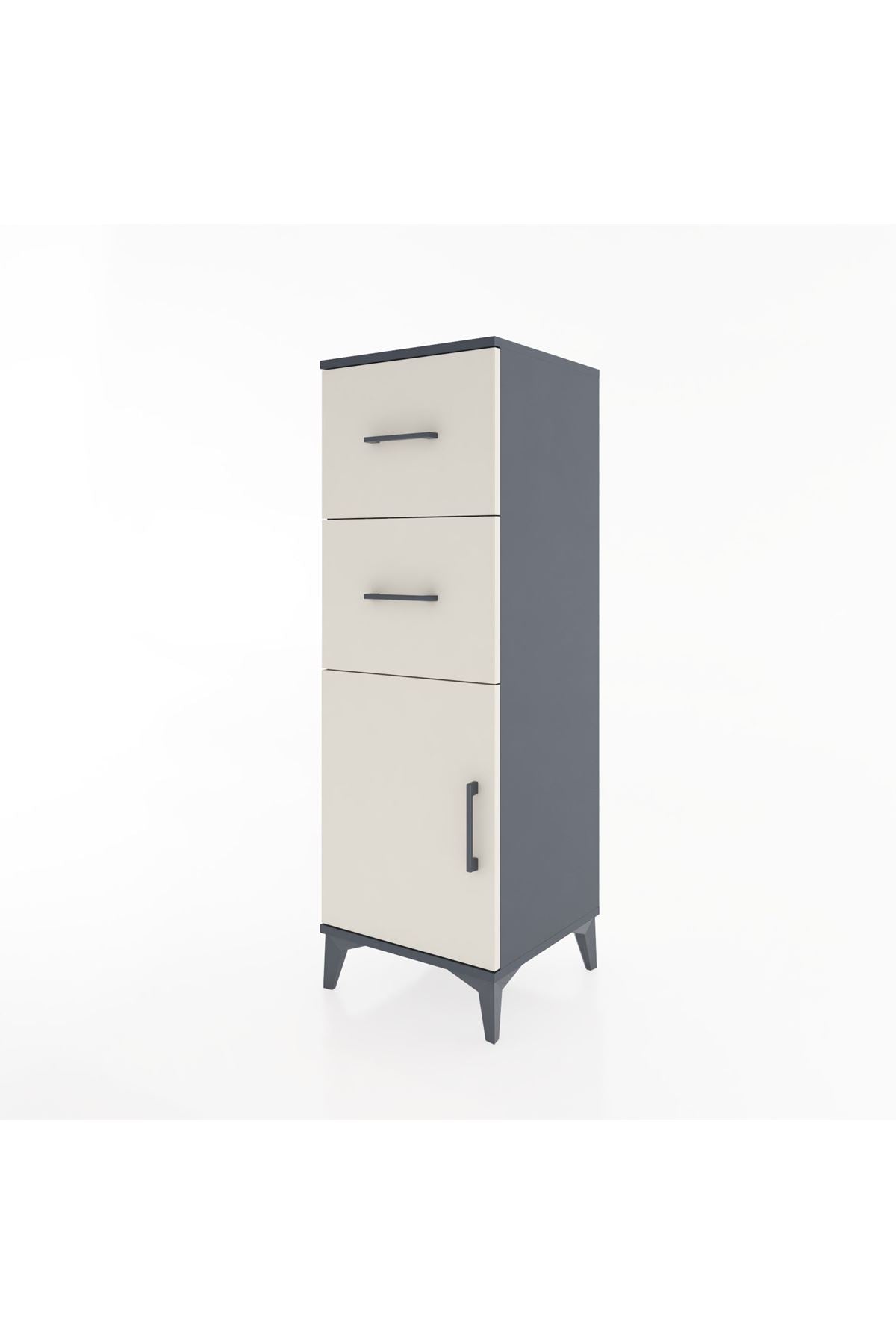 Hyperion Dolap Tek Raflı 2 Çekmeceli Tek Kapaklı 44x44x134 - S49M005V4B