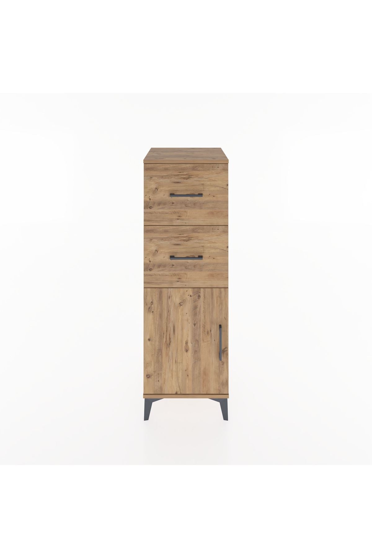 Hyperion Dolap Tek Raflı 2 Çekmeceli Tek Kapaklı 44x44x134 - S49M005V9B