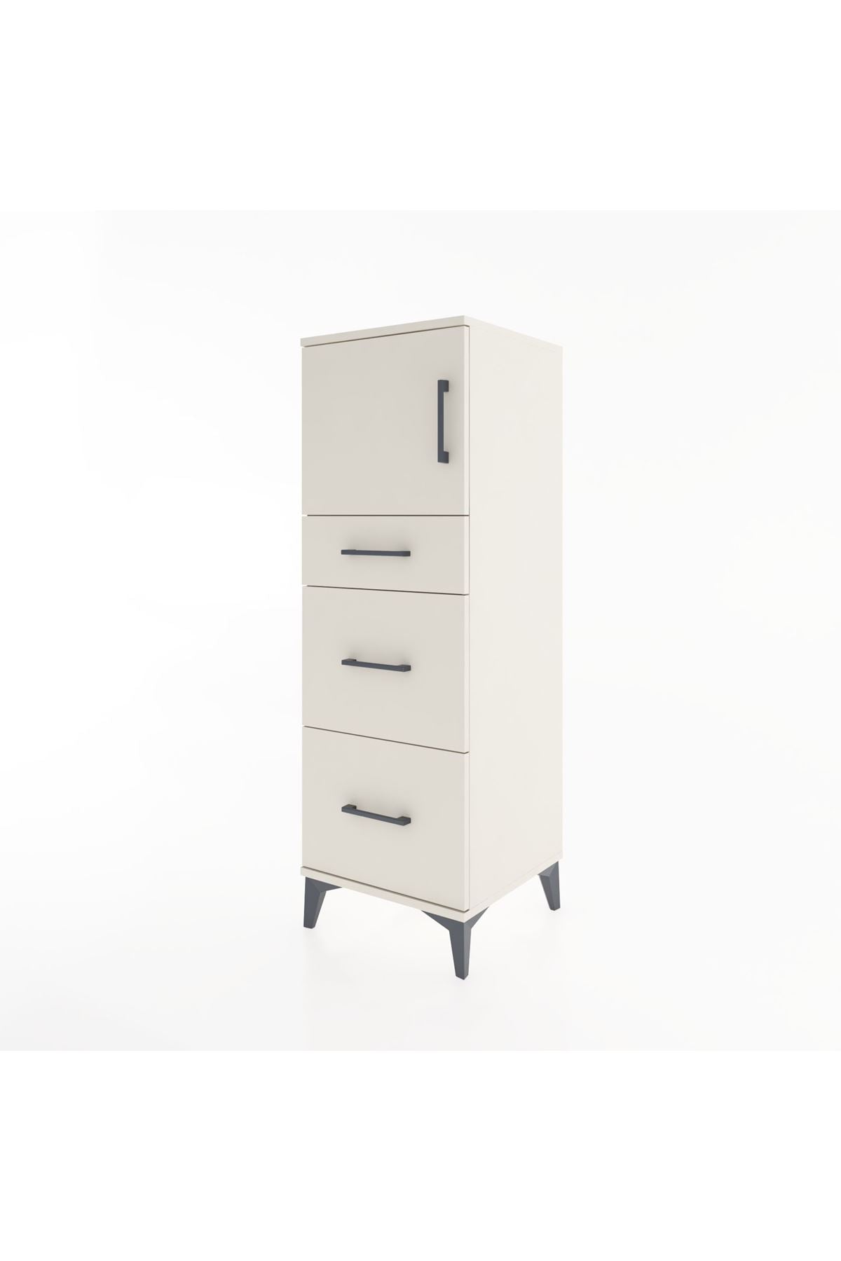 Hyperion Dolap Tek Raflı 3 Çekmeceli Tek Kapaklı 44x44x134 - S49M006V1B