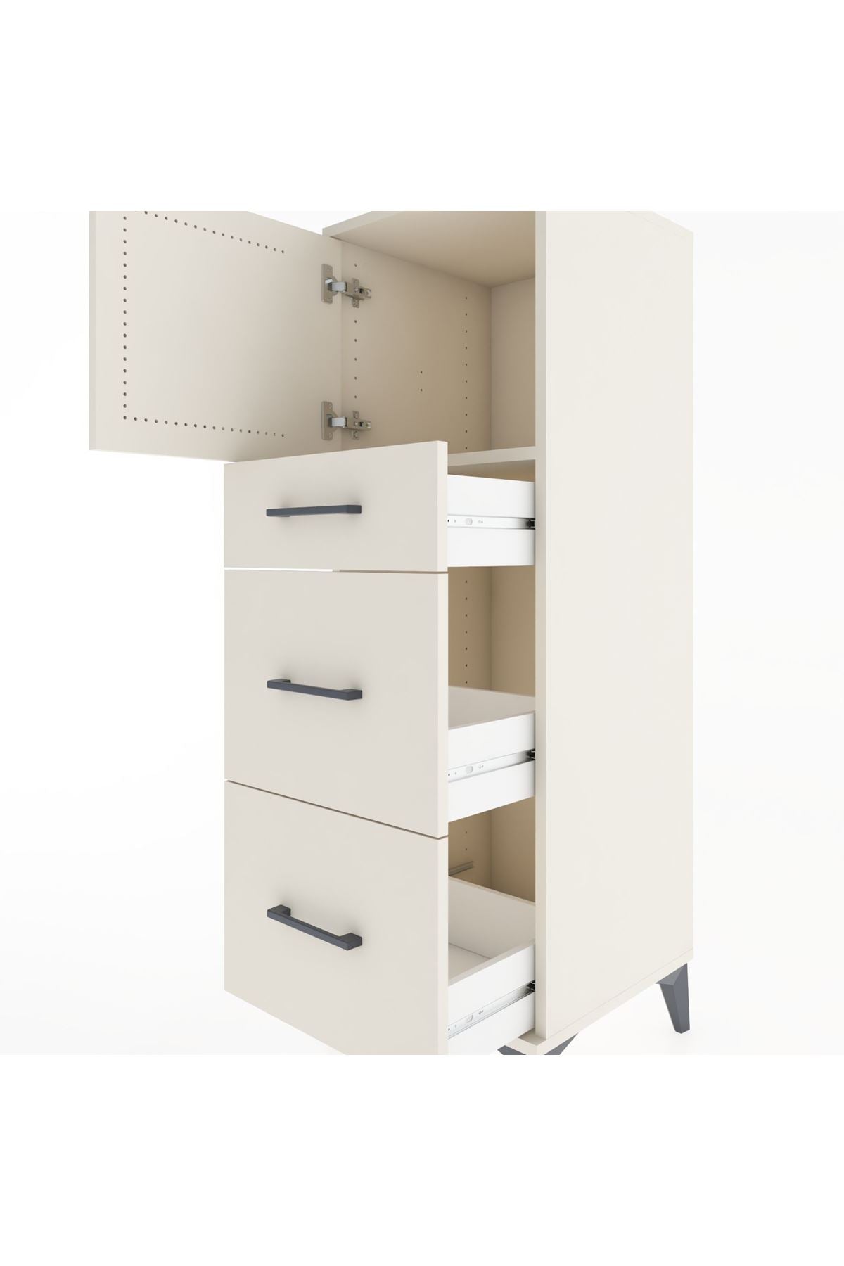 Hyperion Dolap Tek Raflı 3 Çekmeceli Tek Kapaklı 44x44x134 - S49M006V1B