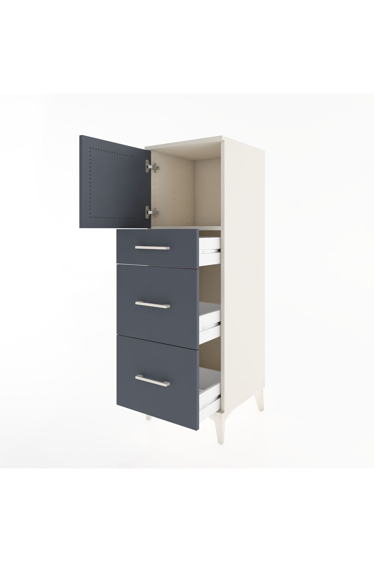 Hyperion Dolap Tek Raflı 3 Çekmeceli Tek Kapaklı 44x44x134 - S49M006V2B