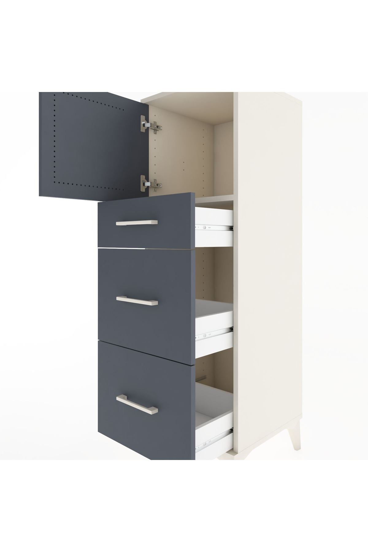 Hyperion Dolap Tek Raflı 3 Çekmeceli Tek Kapaklı 44x44x134 - S49M006V2B