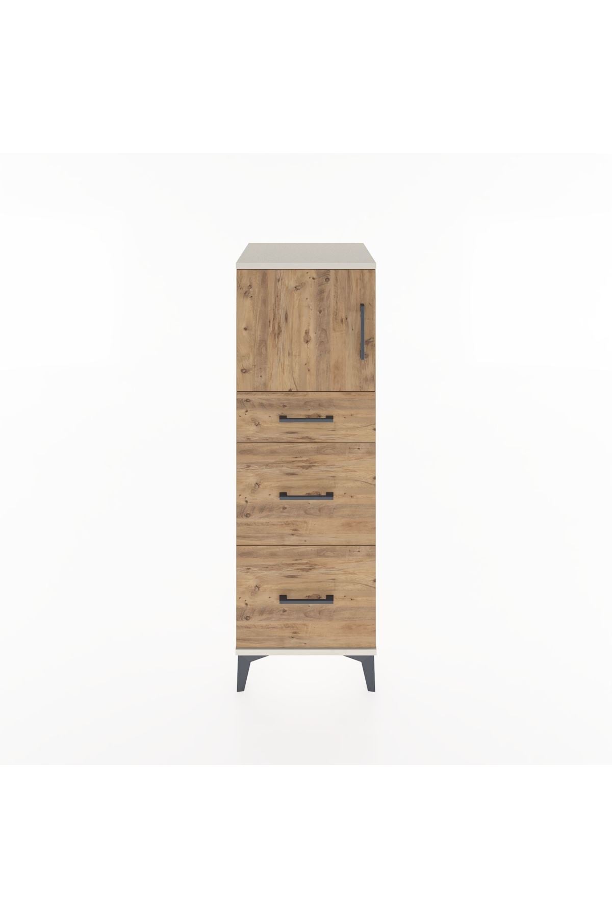 Hyperion Dolap Tek Raflı 3 Çekmeceli Tek Kapaklı 44x44x134 - S49M006V3B