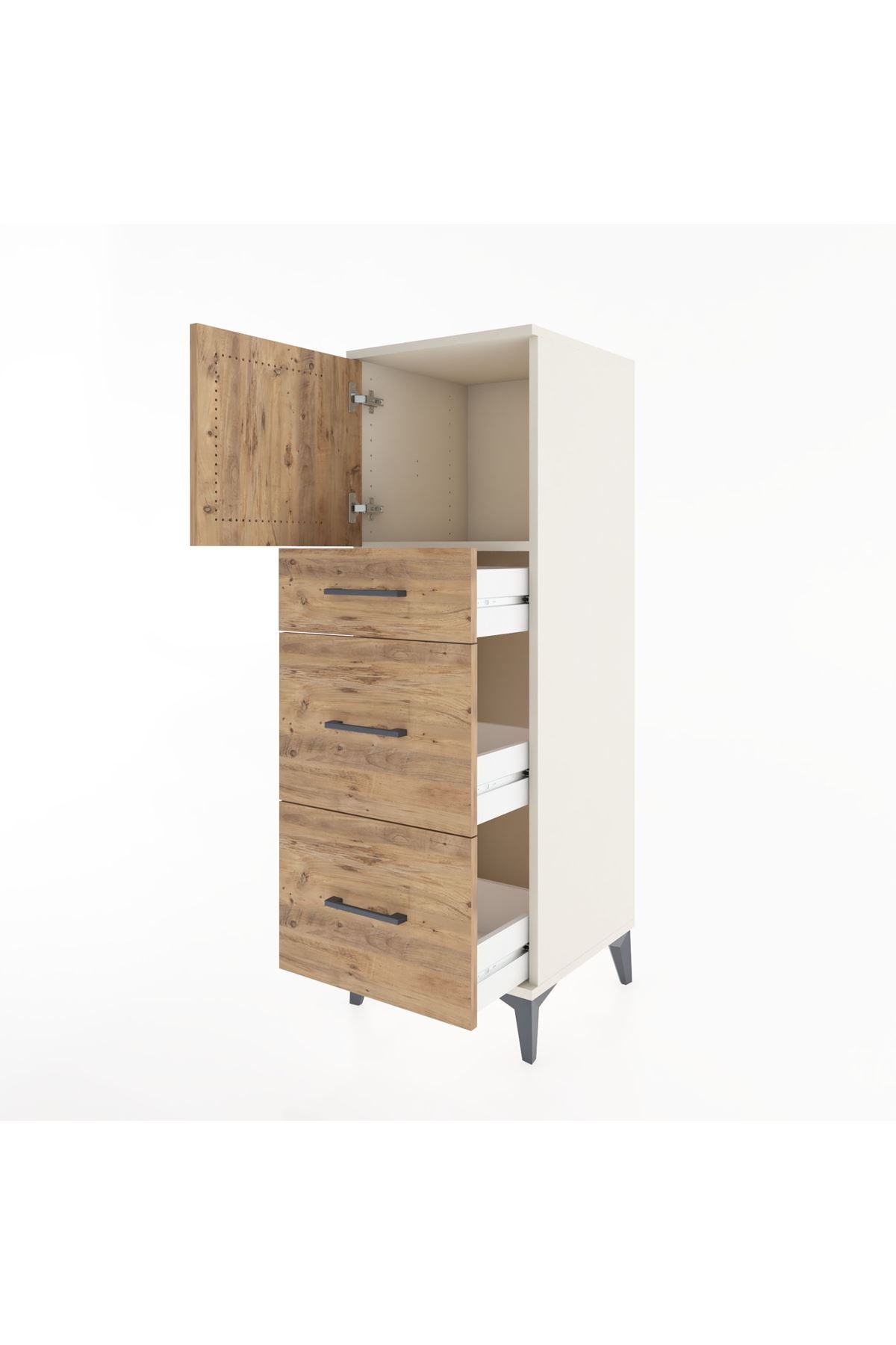 Hyperion Dolap Tek Raflı 3 Çekmeceli Tek Kapaklı 44x44x134 - S49M006V3B