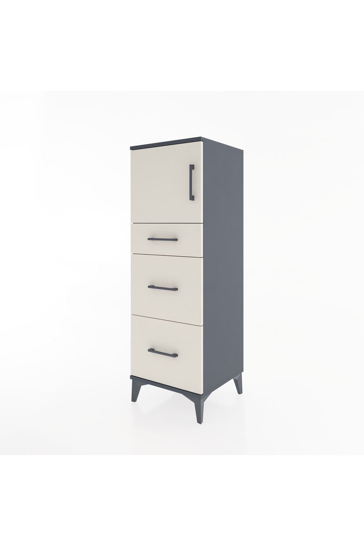 Hyperion Dolap Tek Raflı 3 Çekmeceli Tek Kapaklı 44x44x134 - S49M006V4B