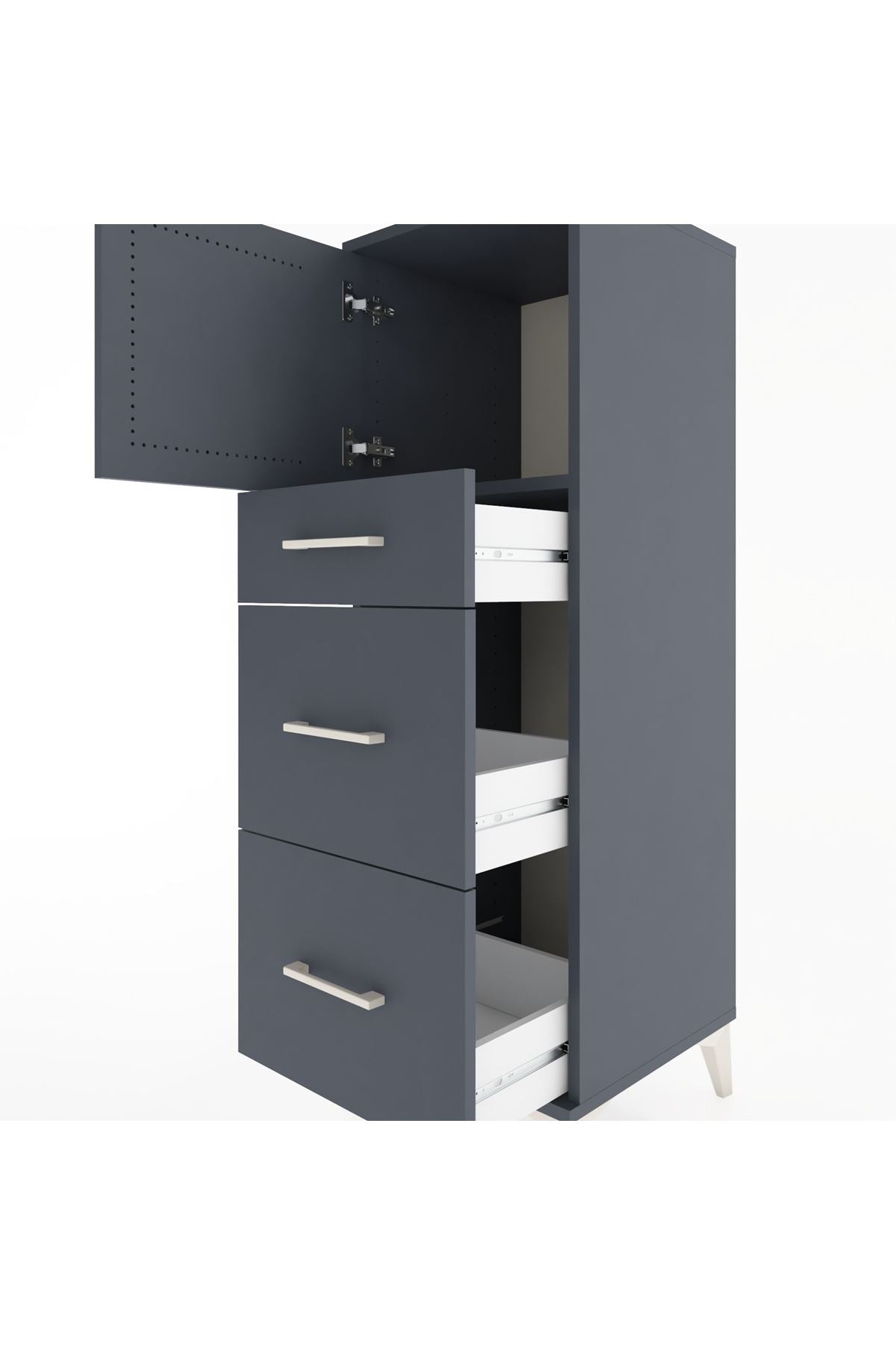 Hyperion Dolap Tek Raflı 3 Çekmeceli Tek Kapaklı 44x44x134 - S49M006V5B