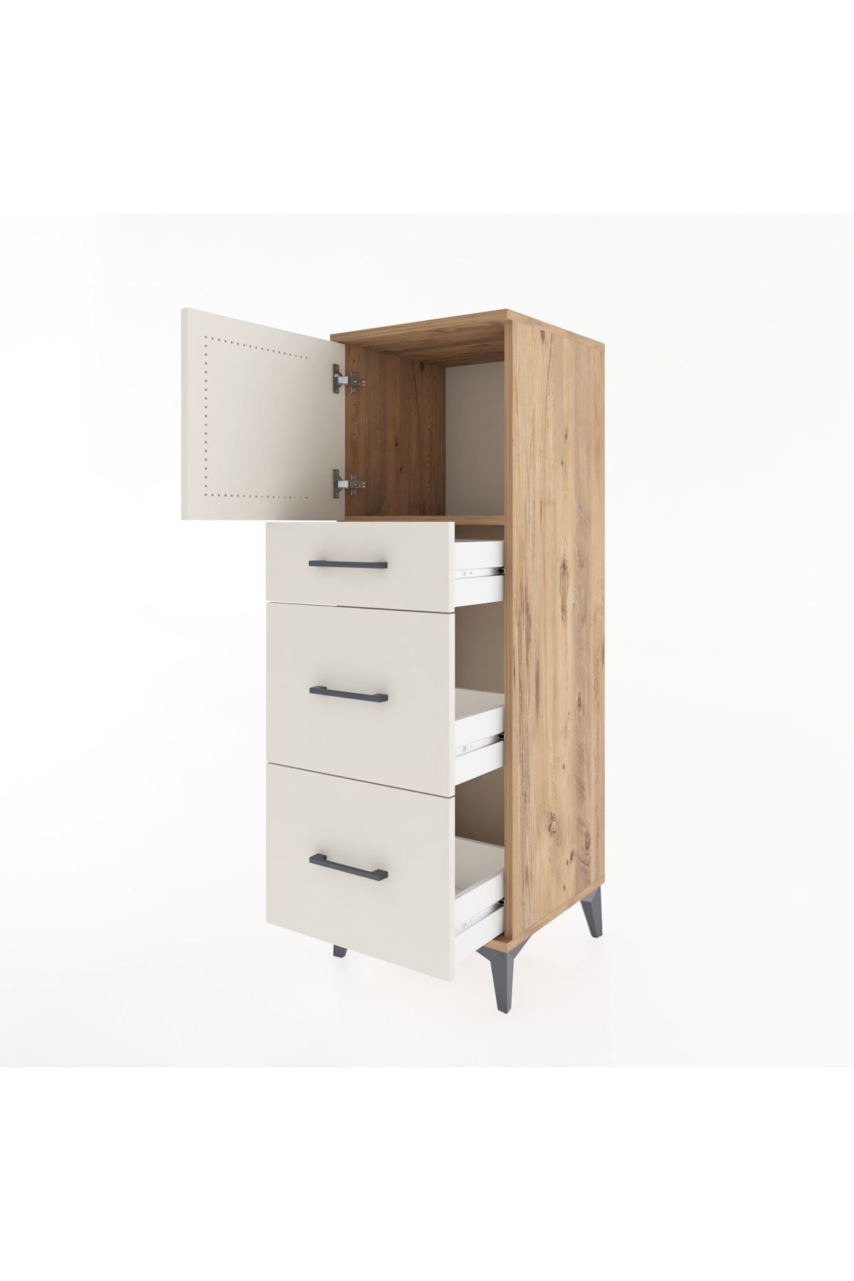 Hyperion Dolap Tek Raflı 3 Çekmeceli Tek Kapaklı 44x44x134 - S49M006V7B