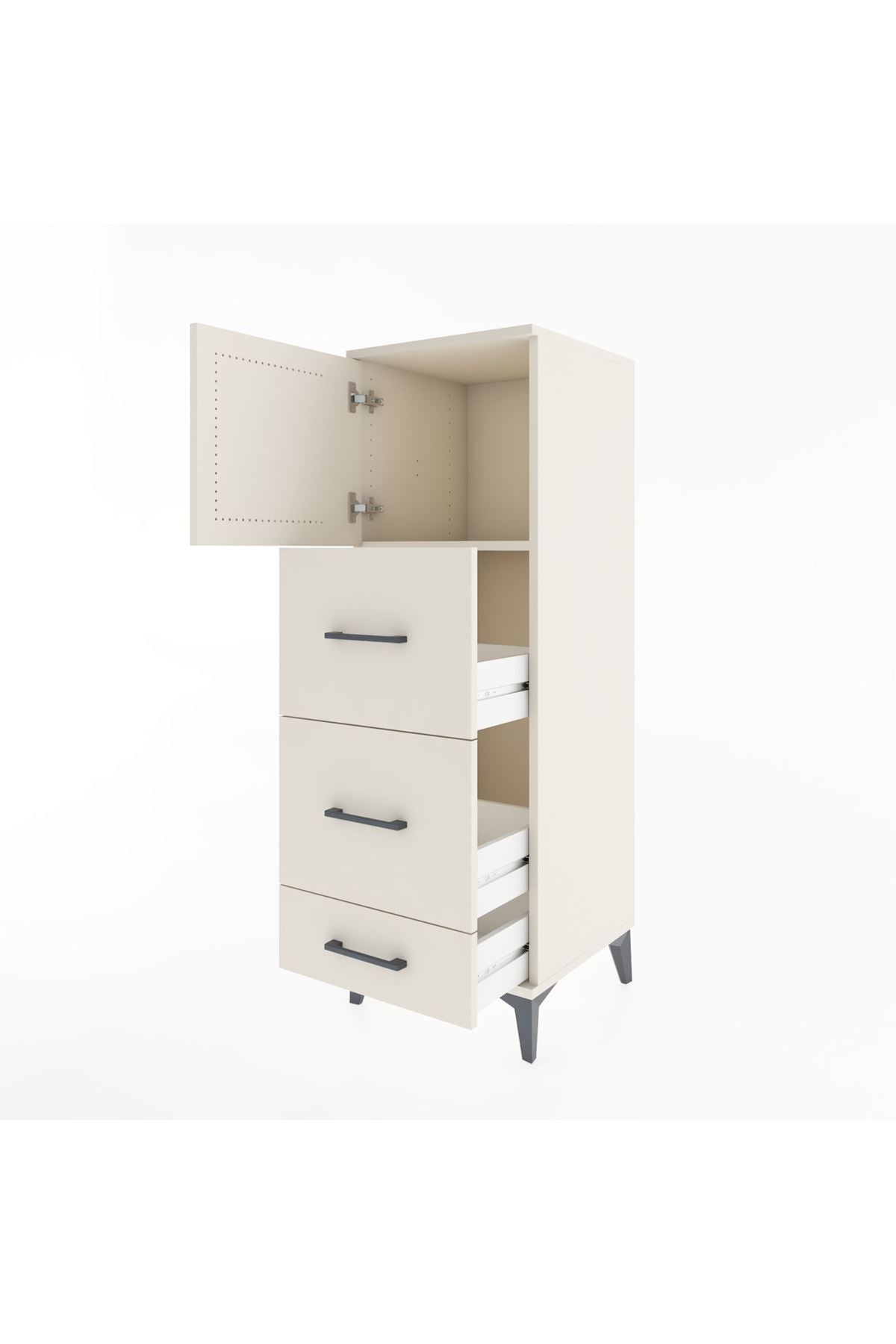 Hyperion Dolap Tek Raflı 3 Çekmeceli Tek Kapaklı 44x44x134 - S49M008V1B