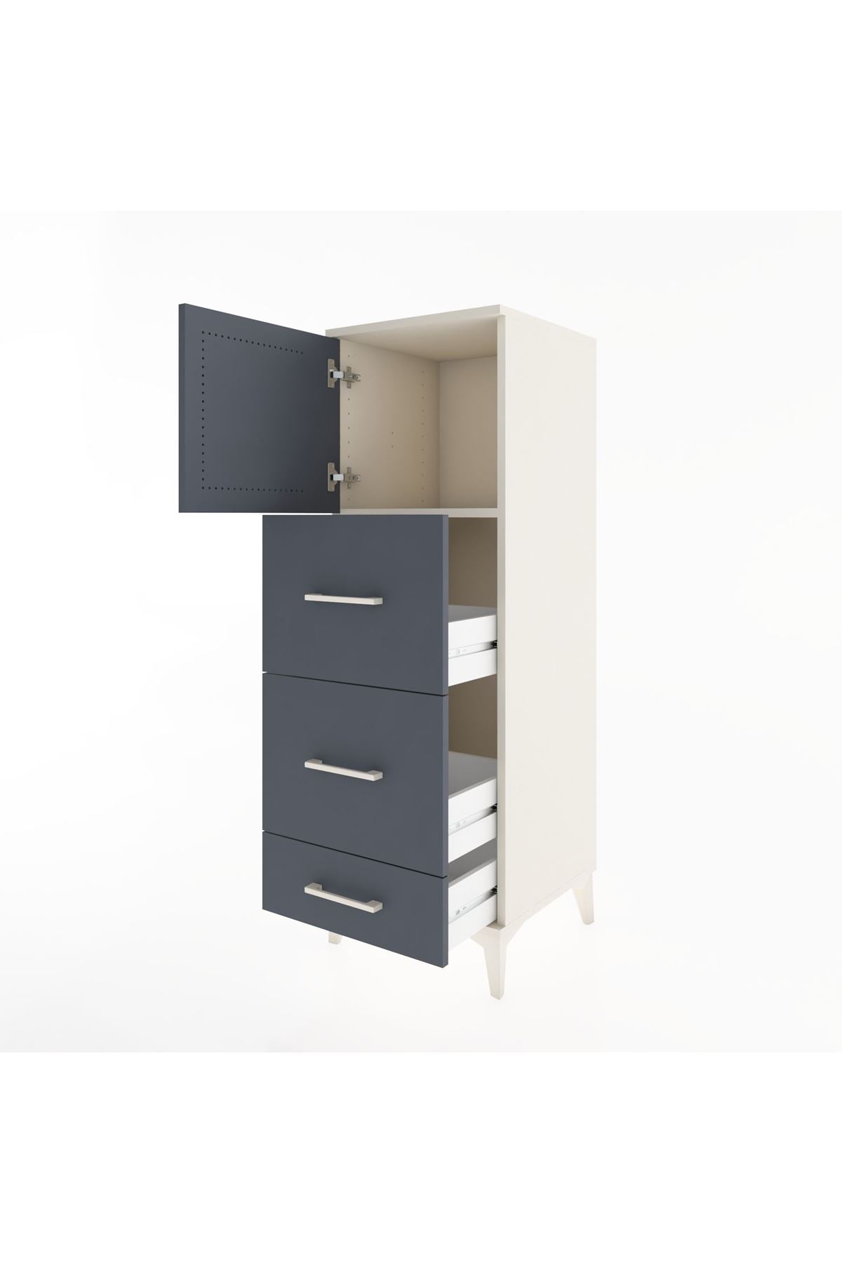 Hyperion Dolap Tek Raflı 3 Çekmeceli Tek Kapaklı 44x44x134 - S49M008V2B