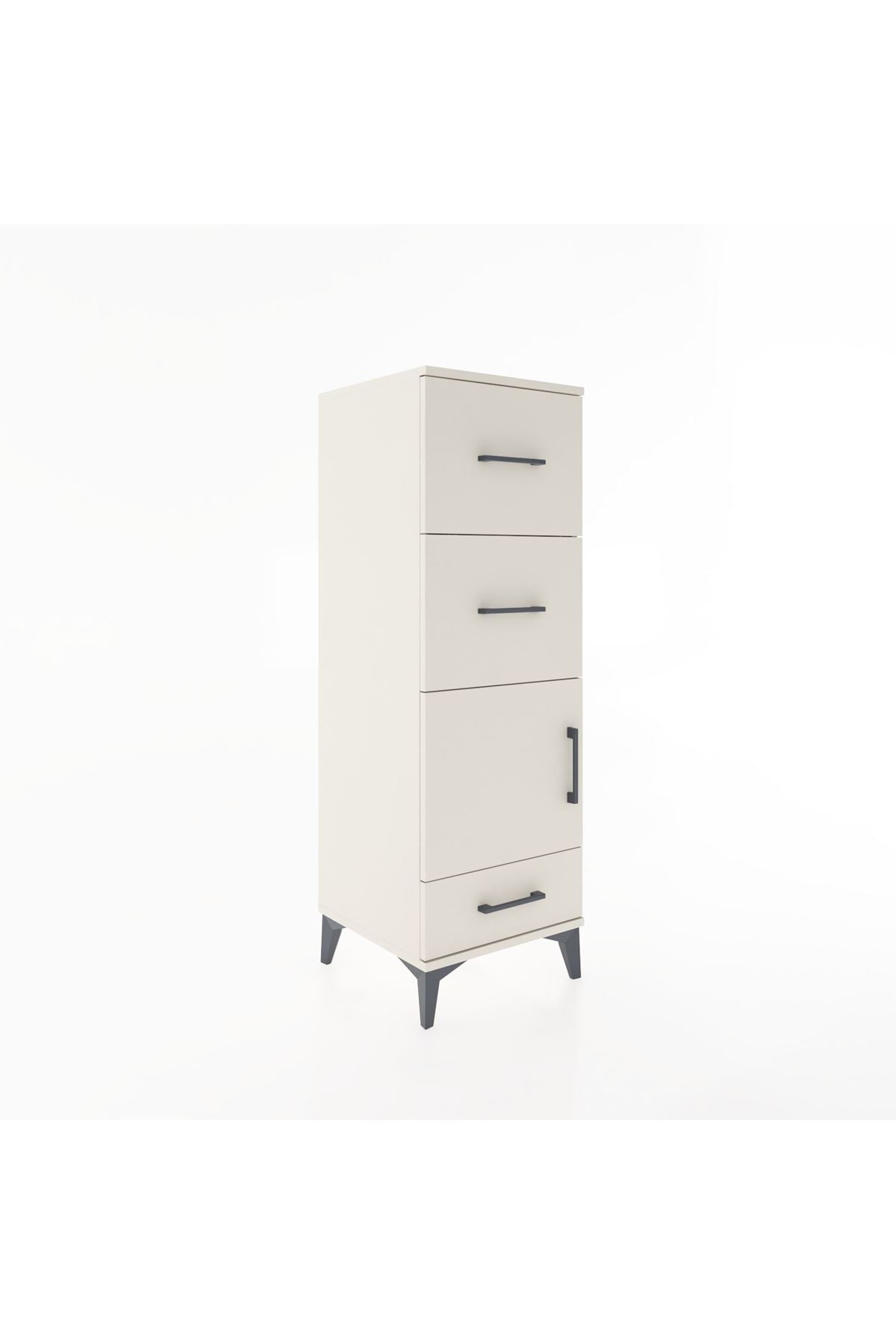 Hyperion Dolap Tek Raflı 3 Çekmeceli Tek Kapaklı 44x44x134 - S49M010V1B
