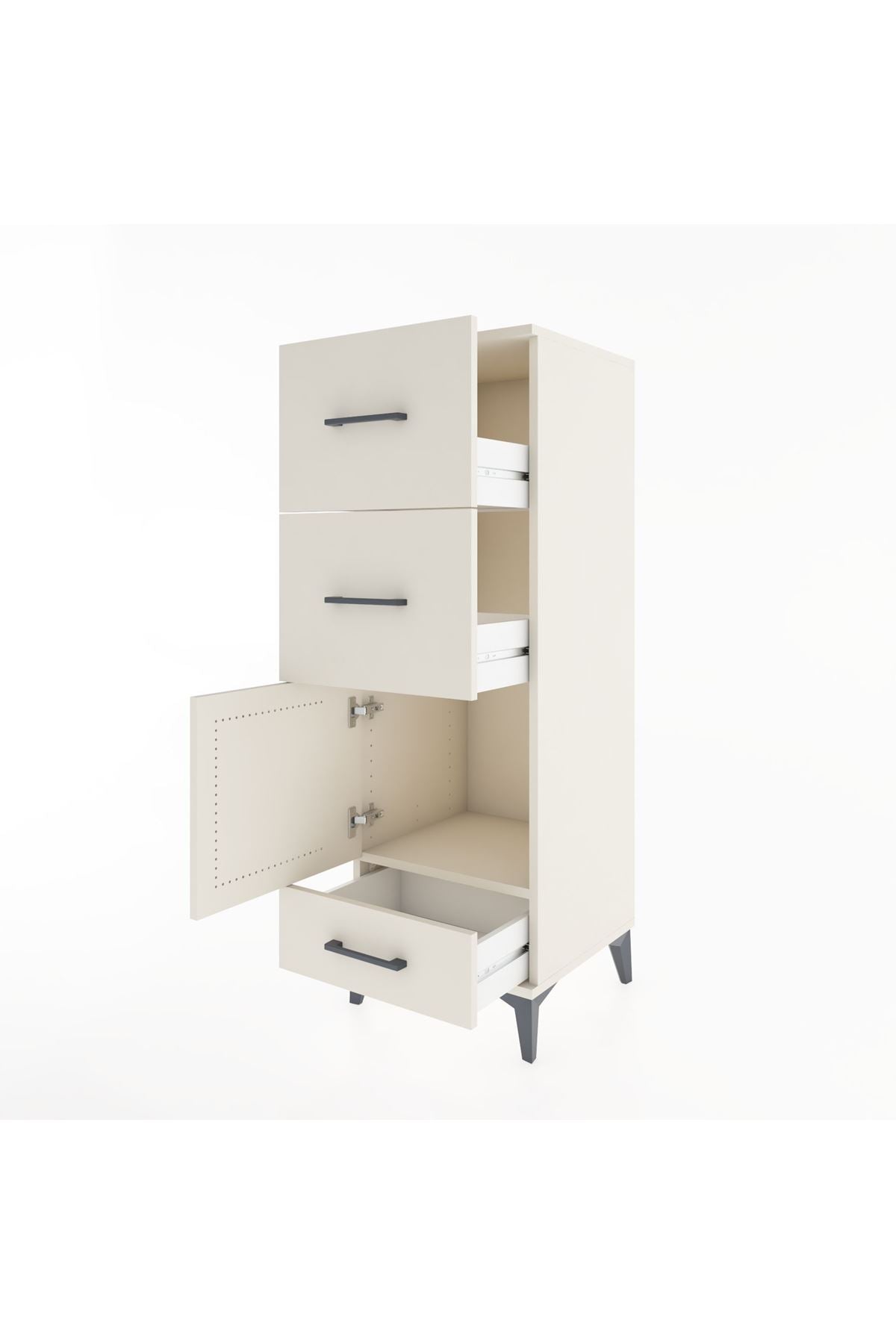 Hyperion Dolap Tek Raflı 3 Çekmeceli Tek Kapaklı 44x44x134 - S49M010V1B