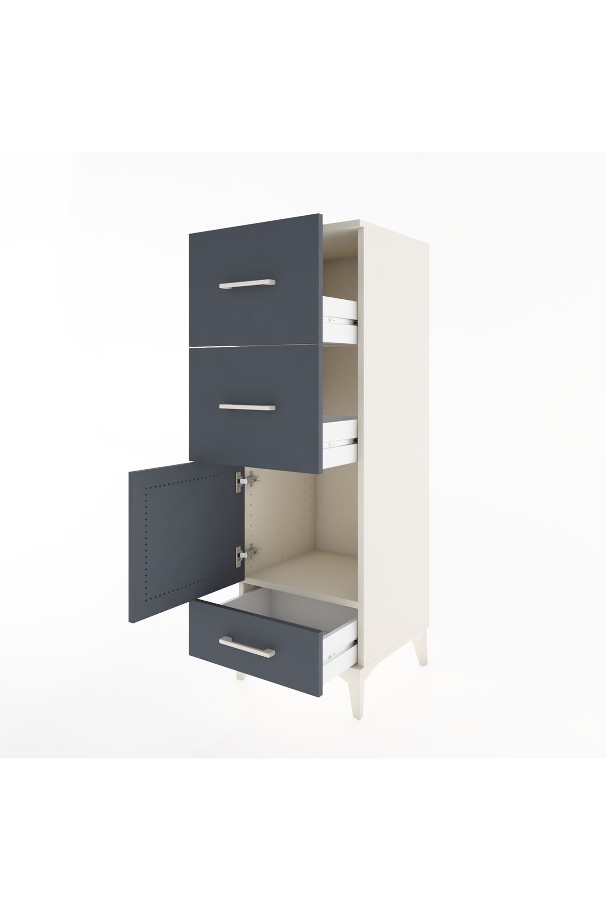 Hyperion Dolap Tek Raflı 3 Çekmeceli Tek Kapaklı 44x44x134 - S49M010V2B