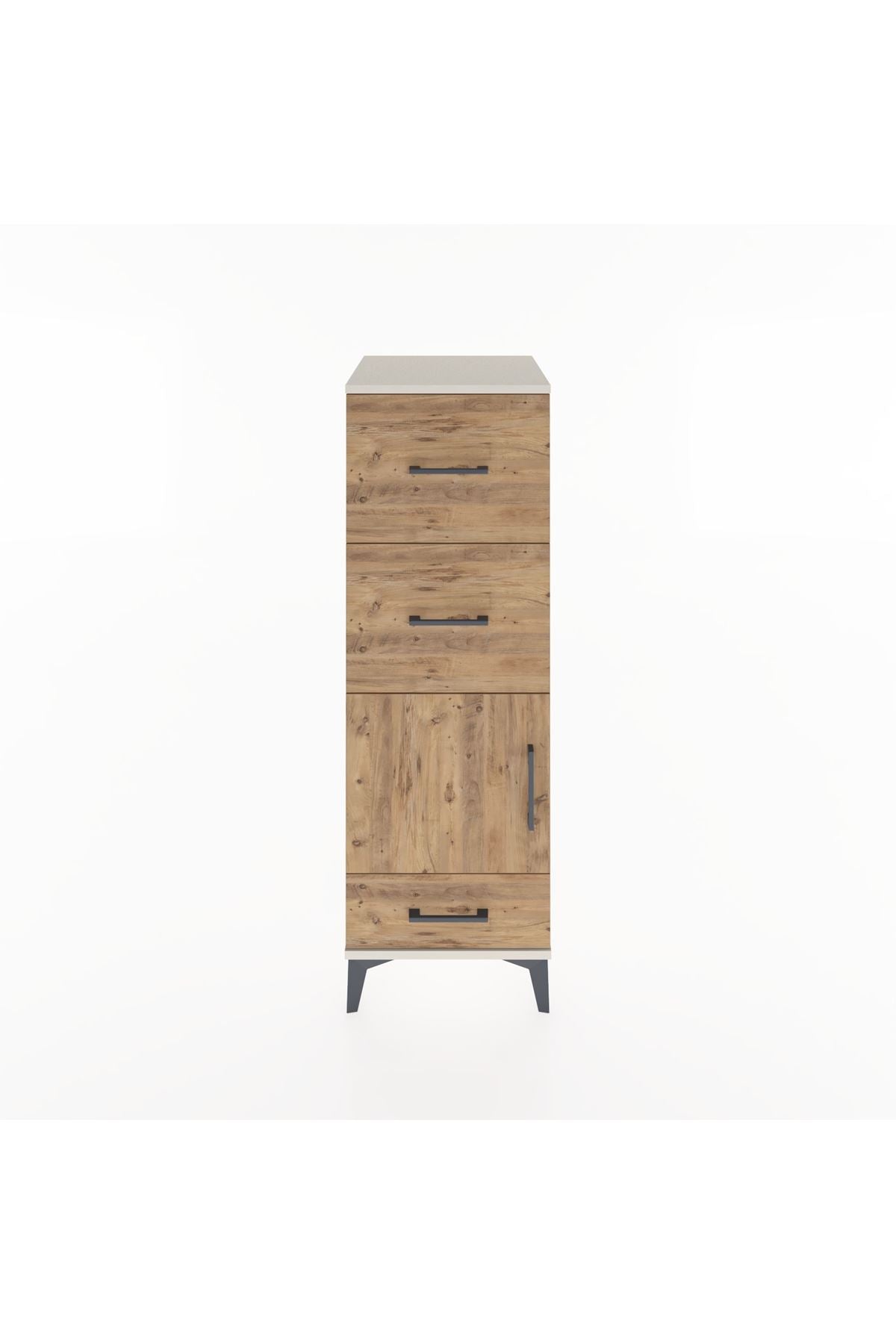 Hyperion Dolap Tek Raflı 3 Çekmeceli Tek Kapaklı 44x44x134 - S49M010V3B