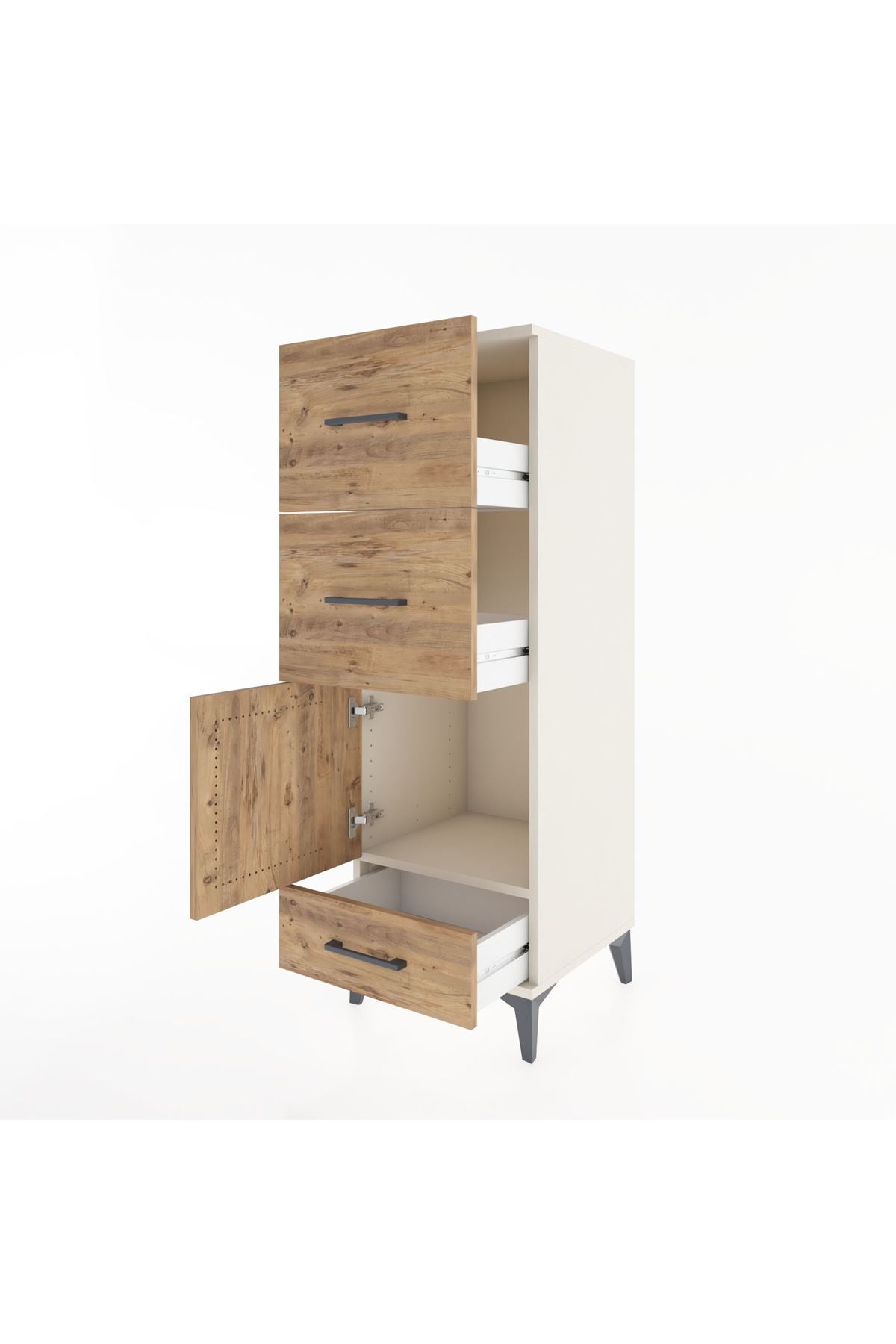 Hyperion Dolap Tek Raflı 3 Çekmeceli Tek Kapaklı 44x44x134 - S49M010V3B