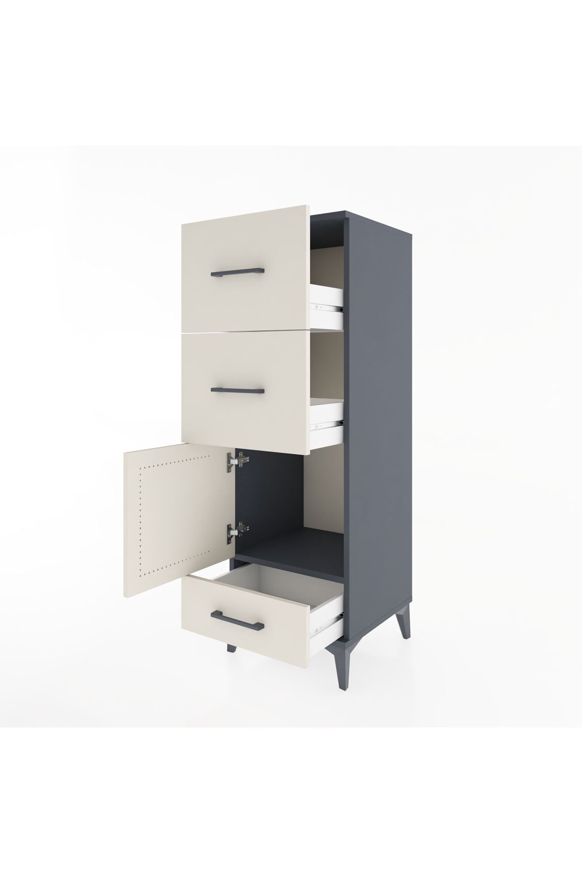 Hyperion Dolap Tek Raflı 3 Çekmeceli Tek Kapaklı 44x44x134 - S49M010V4B