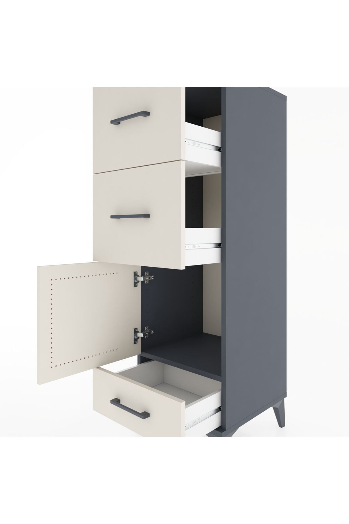 Hyperion Dolap Tek Raflı 3 Çekmeceli Tek Kapaklı 44x44x134 - S49M010V4B