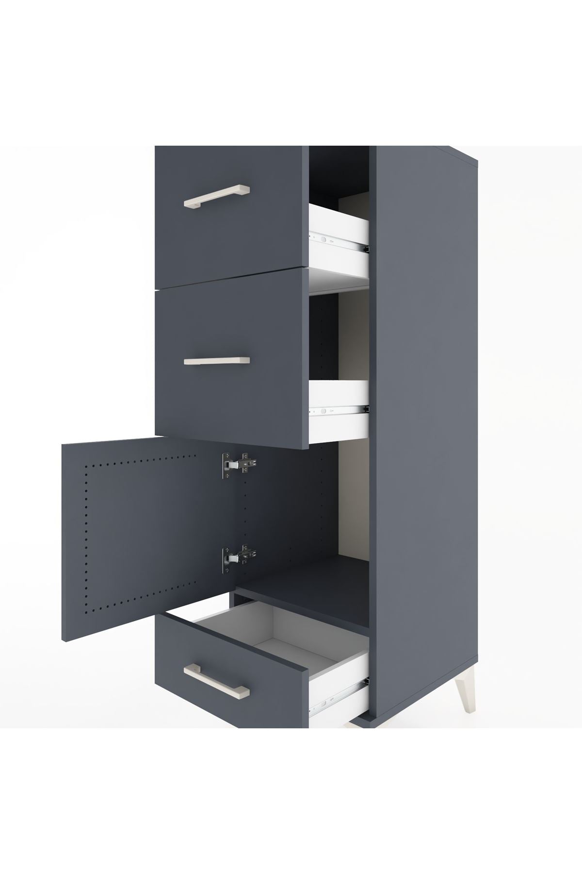 Hyperion Dolap Tek Raflı 3 Çekmeceli Tek Kapaklı 44x44x134 - S49M010V5B