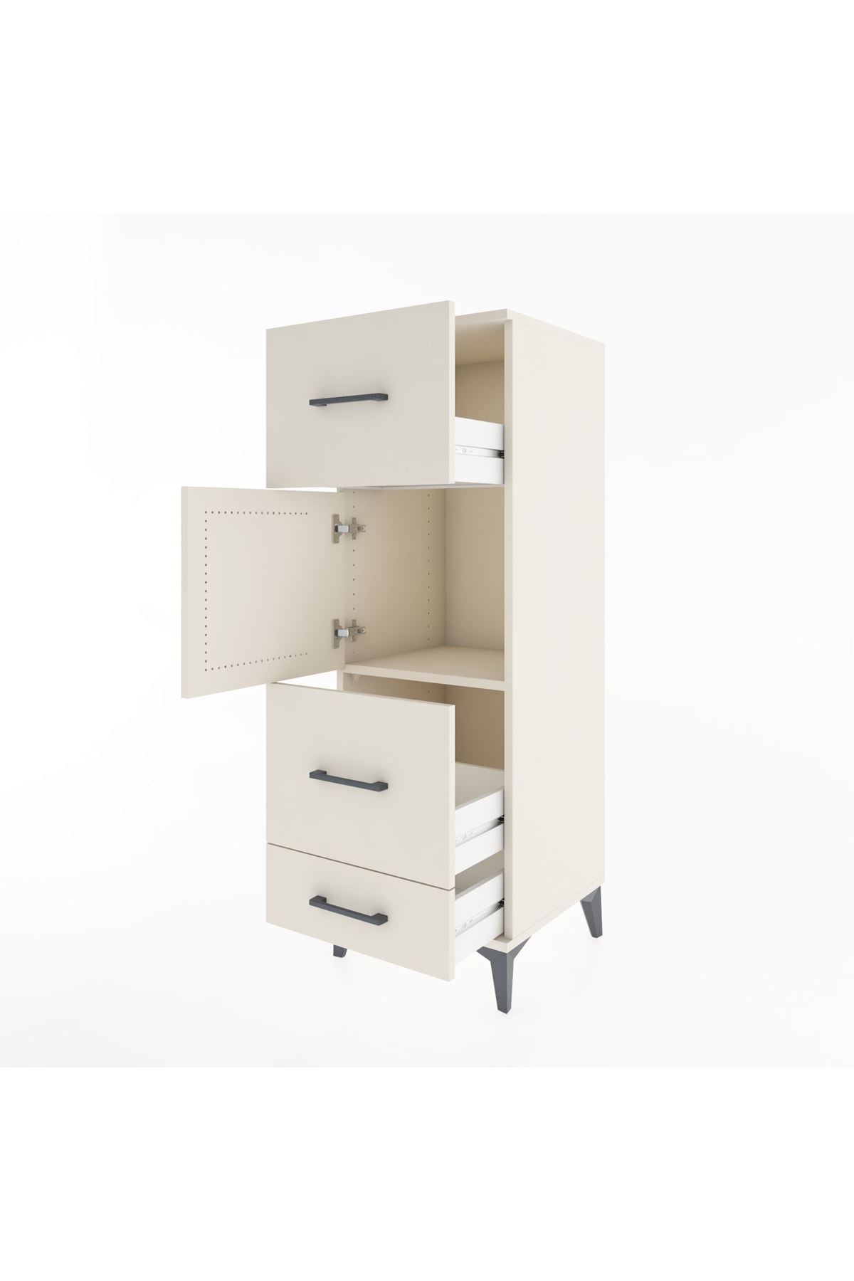 Hyperion Dolap Tek Raflı 3 Çekmeceli Tek Kapaklı 44x44x134 - S49M011V1B