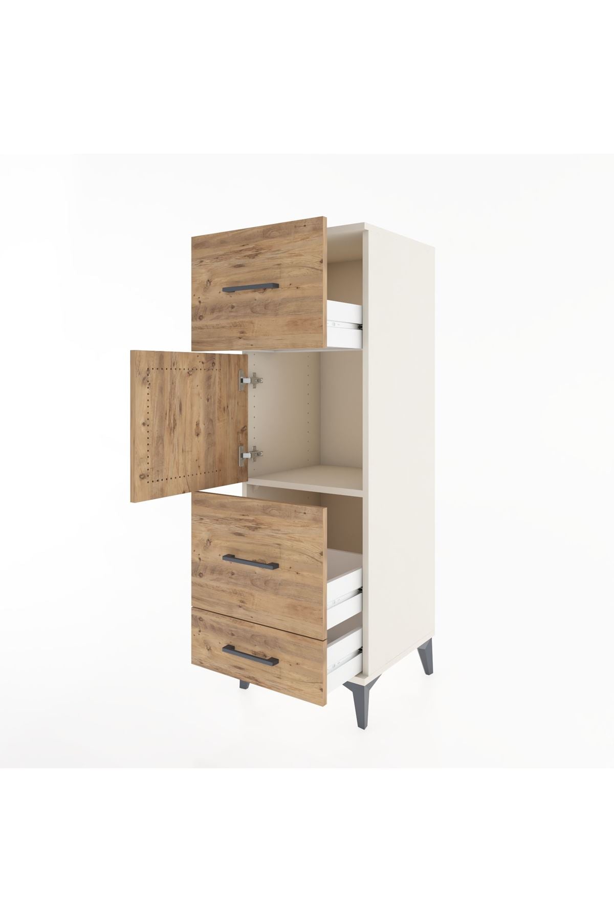 Hyperion Dolap Tek Raflı 3 Çekmeceli Tek Kapaklı 44x44x134 - S49M011V3B