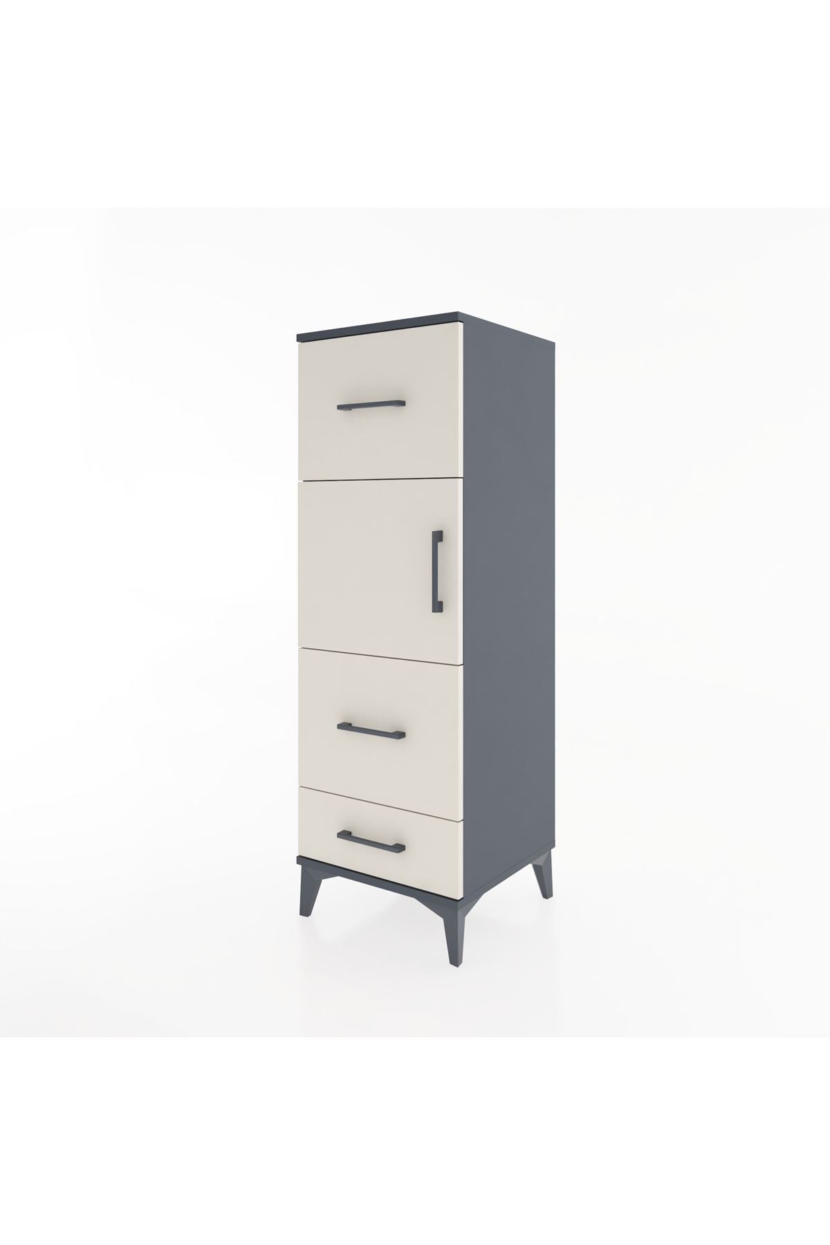 Hyperion Dolap Tek Raflı 3 Çekmeceli Tek Kapaklı 44x44x134 - S49M011V4B