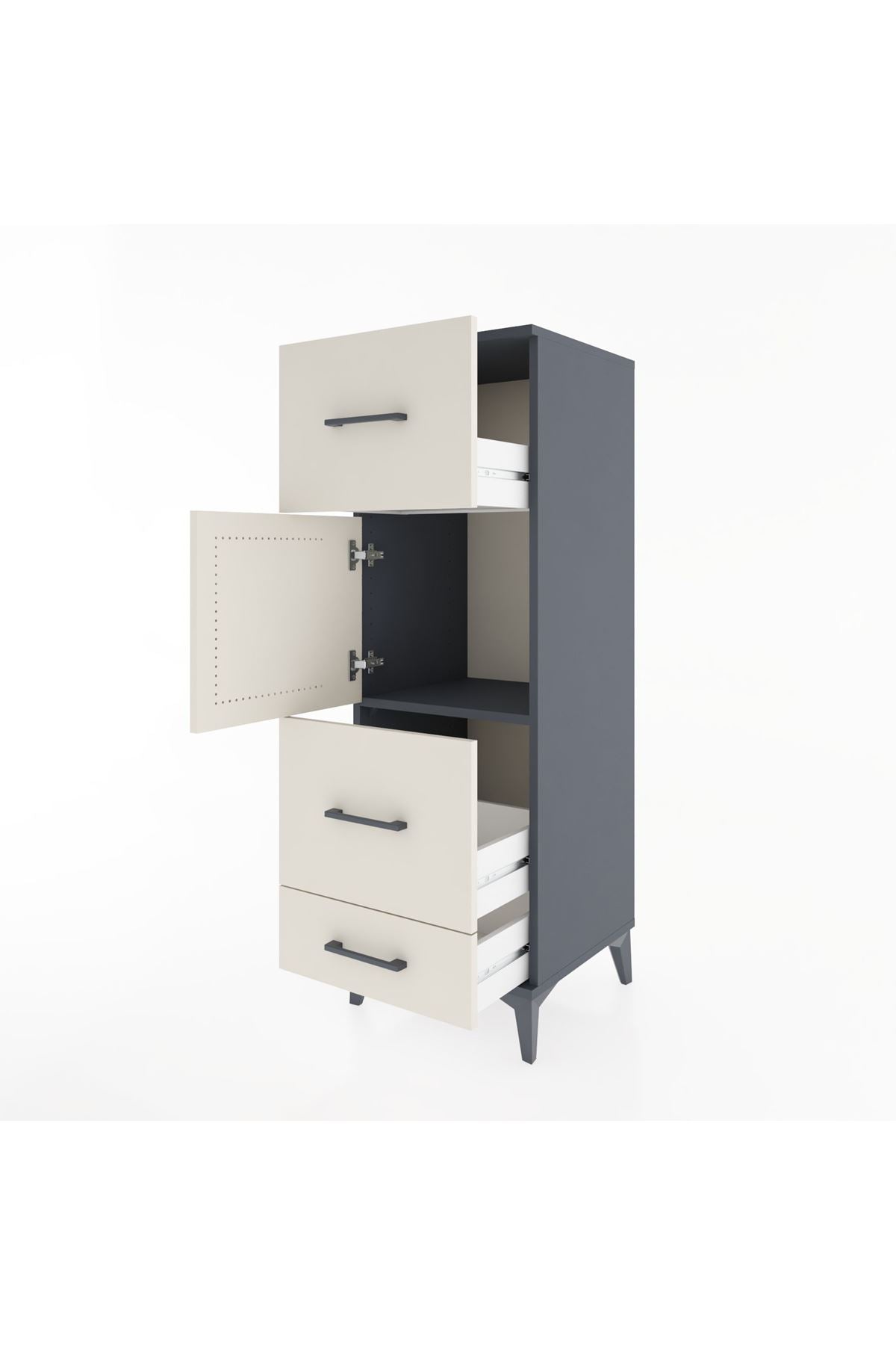 Hyperion Dolap Tek Raflı 3 Çekmeceli Tek Kapaklı 44x44x134 - S49M011V4B