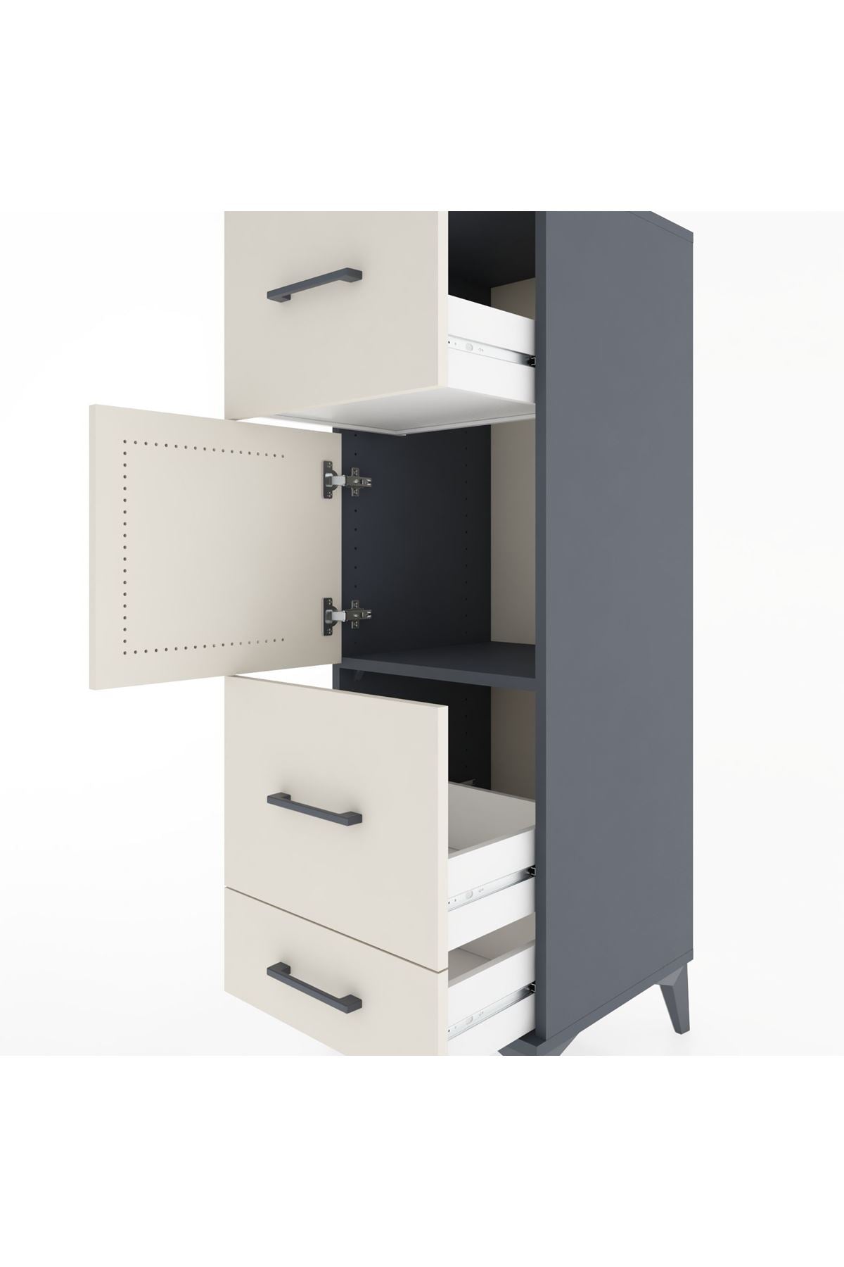 Hyperion Dolap Tek Raflı 3 Çekmeceli Tek Kapaklı 44x44x134 - S49M011V4B