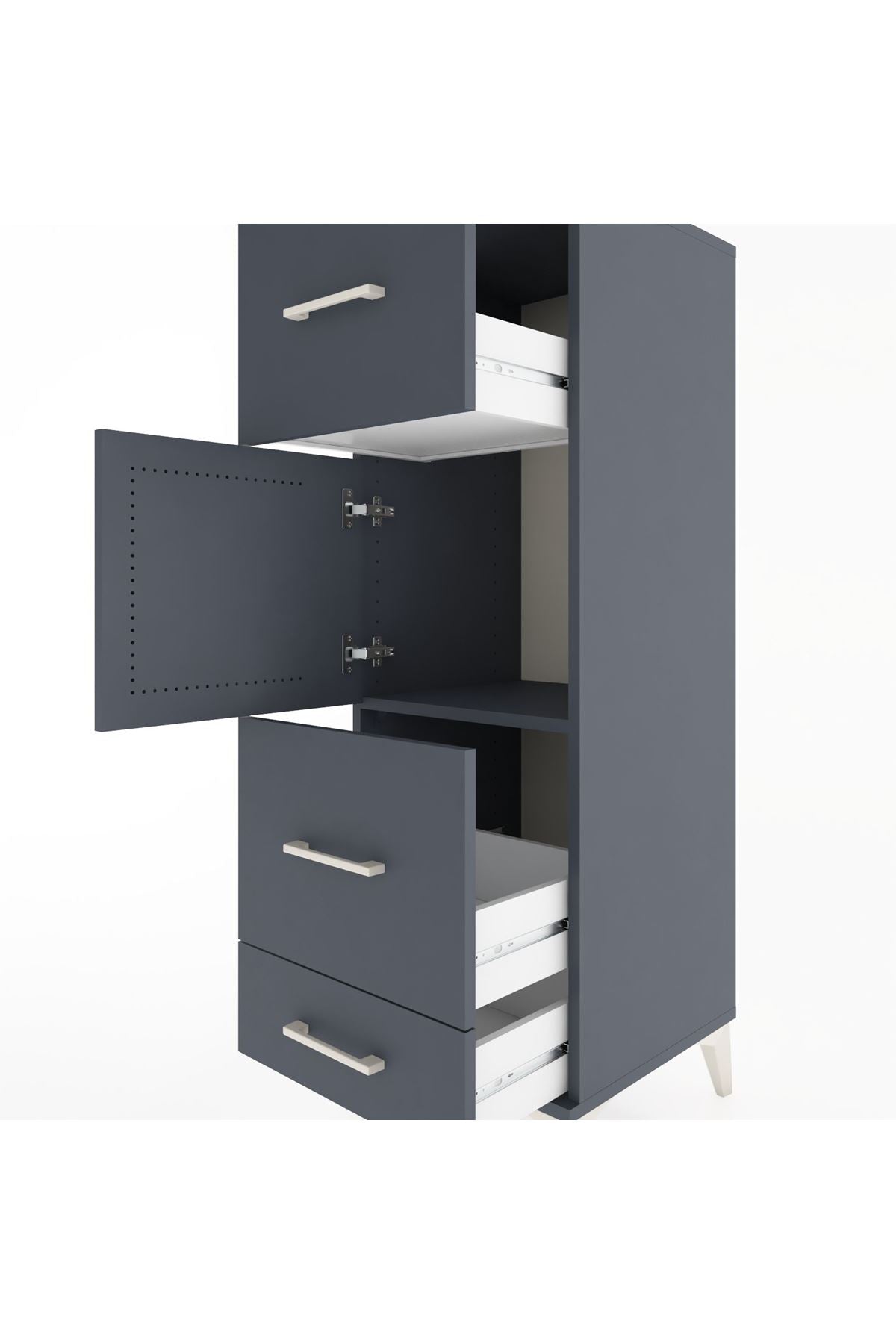 Hyperion Dolap Tek Raflı 3 Çekmeceli Tek Kapaklı 44x44x134 - S49M011V5B
