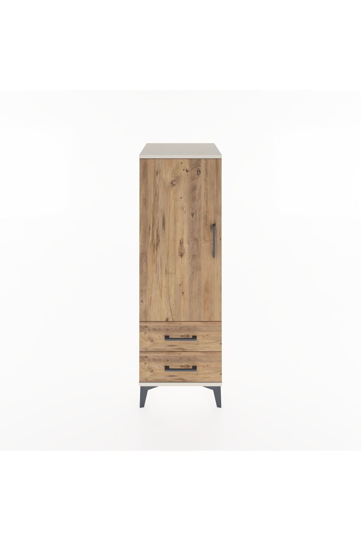 Hyperion Dolap 3 Raflı 2 Çekmeceli Tek Kapaklı 44x44x134 - S49M012V3B