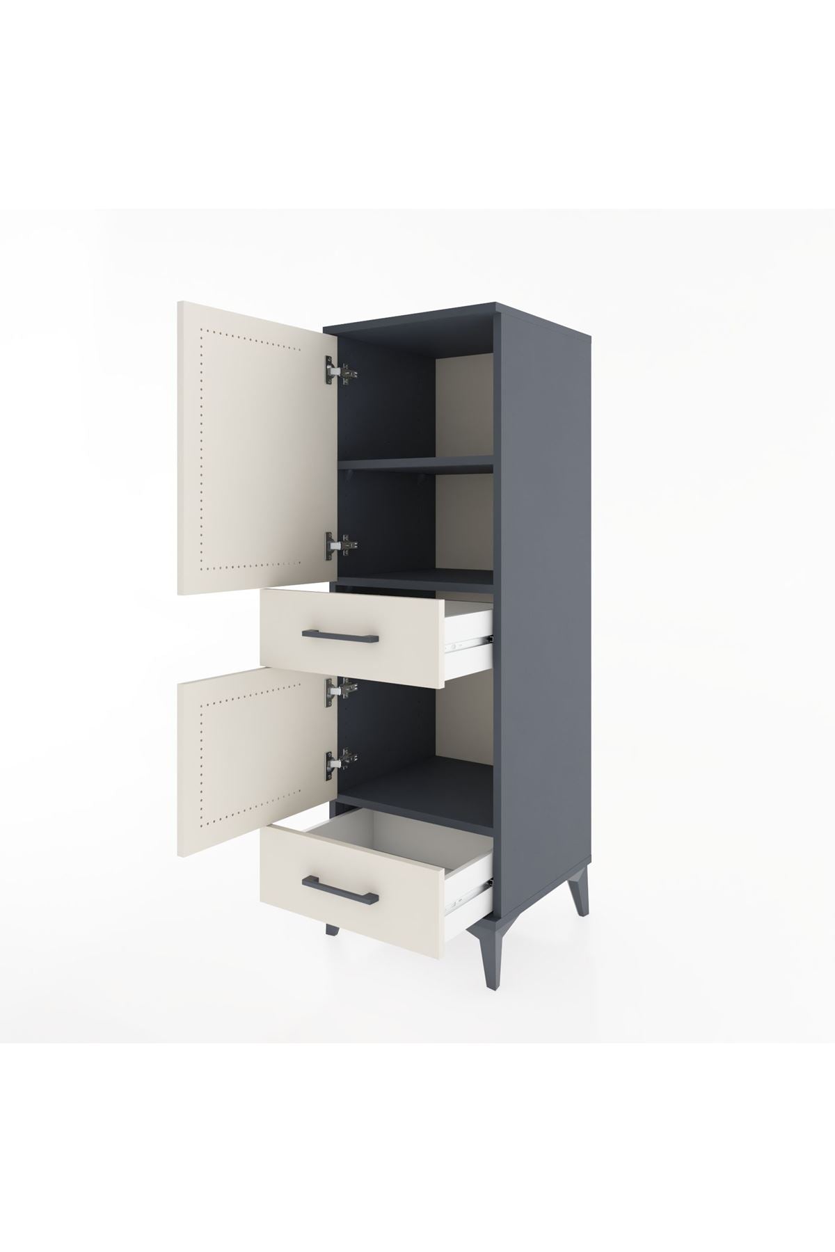 Hyperion Dolap 3 Raflı 2 Çekmeceli 2 Kapaklı 44x44x134 - S49M013V4B