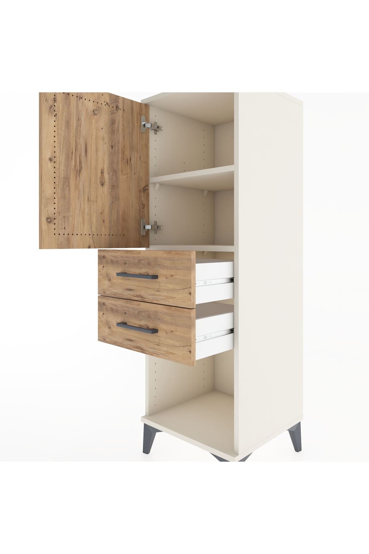 Hyperion Dolap 2 Raflı 2 Çekmeceli Tek Kapaklı 44x44x134 - S49M017V3B