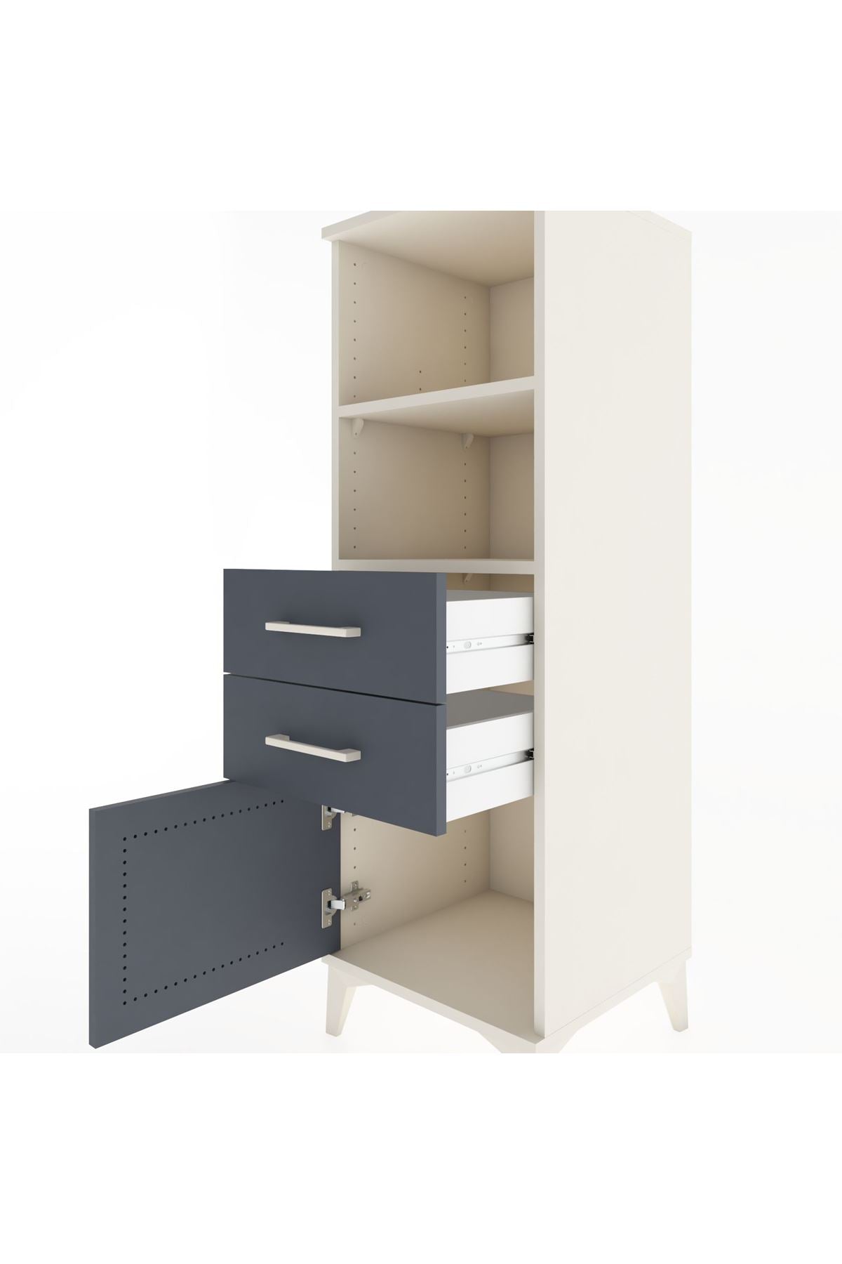 Hyperion Dolap 2 Raflı 2 Çekmeceli Tek Kapaklı 44x44x134 - S49M018V2B