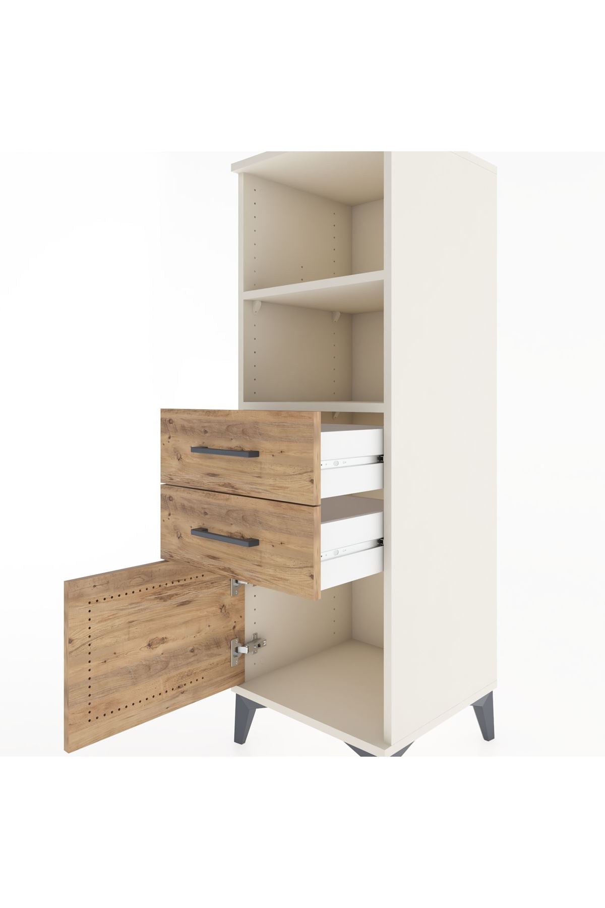 Hyperion Dolap 2 Raflı 2 Çekmeceli Tek Kapaklı 44x44x134 - S49M018V3B