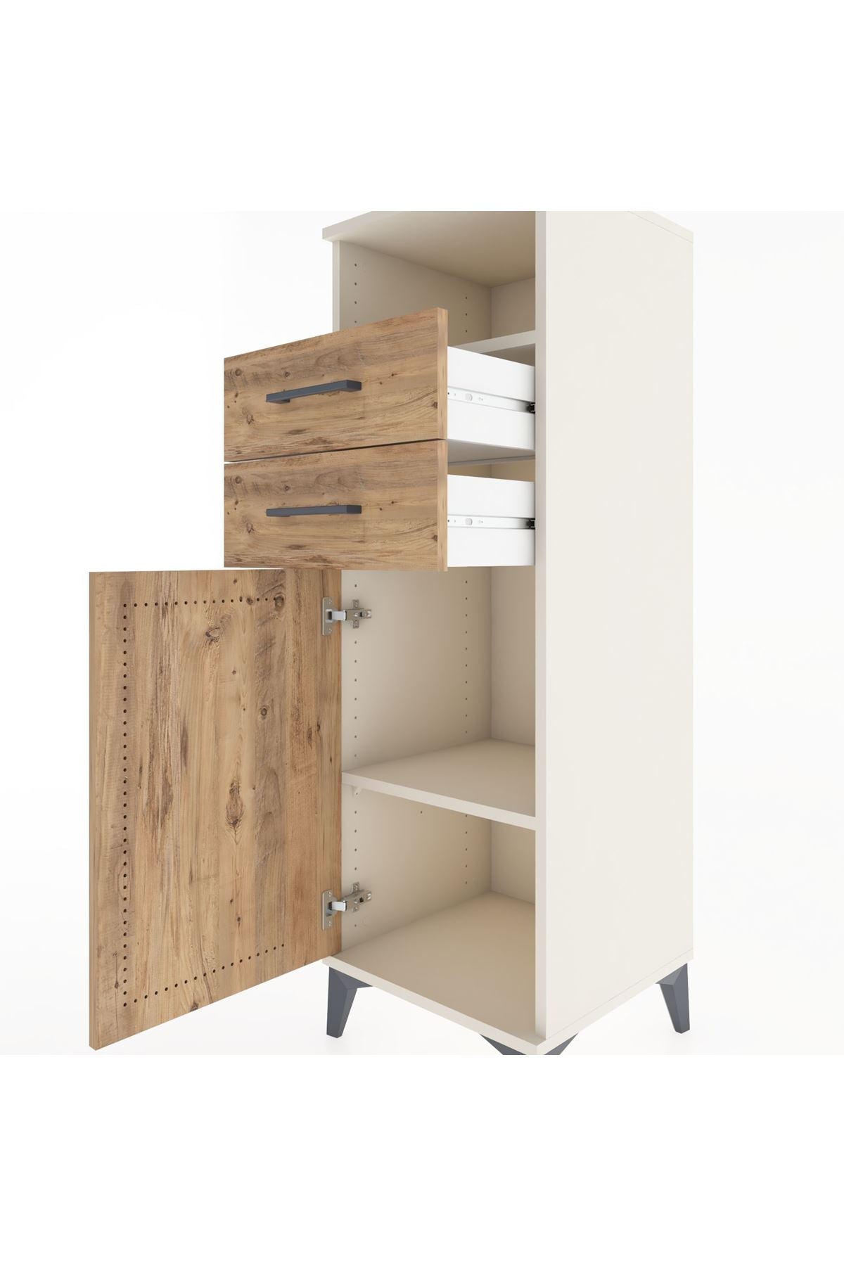 Hyperion Dolap 2 Raflı 2 Çekmeceli Tek Kapaklı 44x44x134 - S49M019V3B
