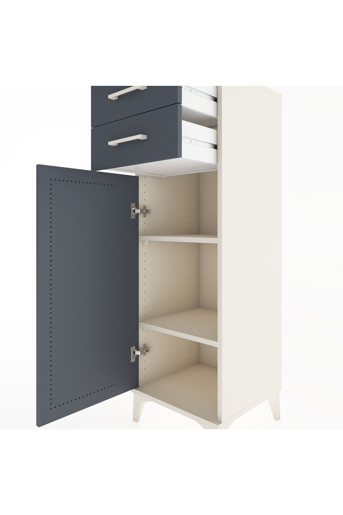 Hyperion Dolap 2 Raflı 2 Çekmeceli Tek Kapaklı 44x44x134 - S49M020V2B