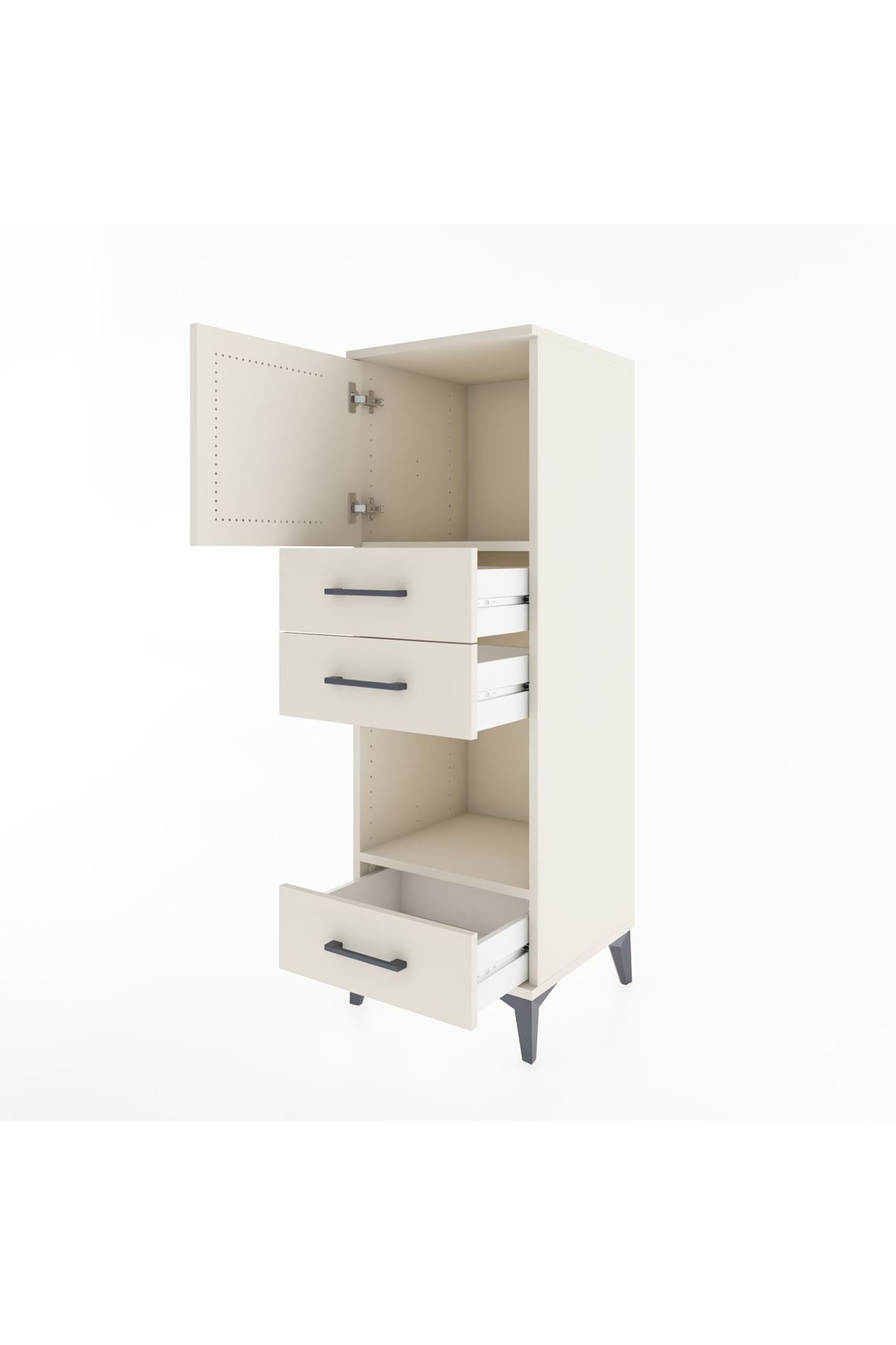 Hyperion Dolap 2 Raflı 3 Çekmeceli Tek Kapaklı 44x44x134 - S49M024V1B