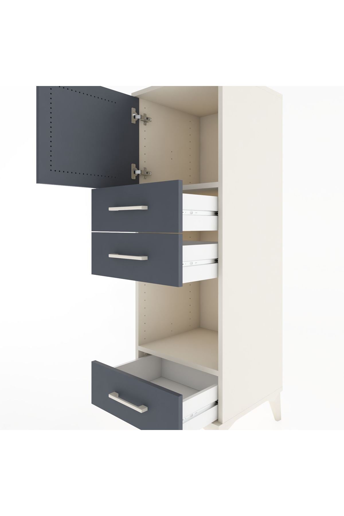 Hyperion Dolap 2 Raflı 3 Çekmeceli Tek Kapaklı 44x44x134 - S49M024V2B