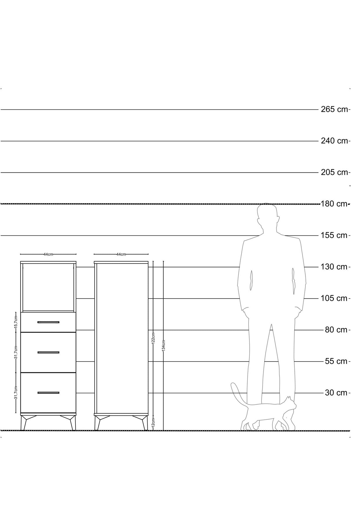 Hyperion Dolap Tek Raflı 3 Çekmeceli 44x44x134 - S49M030V1B