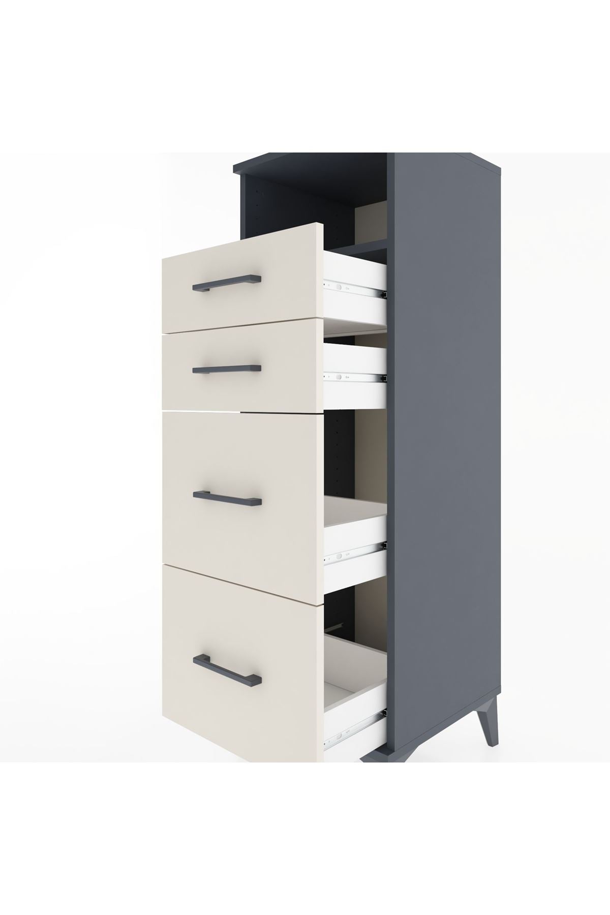 Hyperion Dolap Tek Raflı 4 Çekmeceli 44x44x134 - S49M031V4B