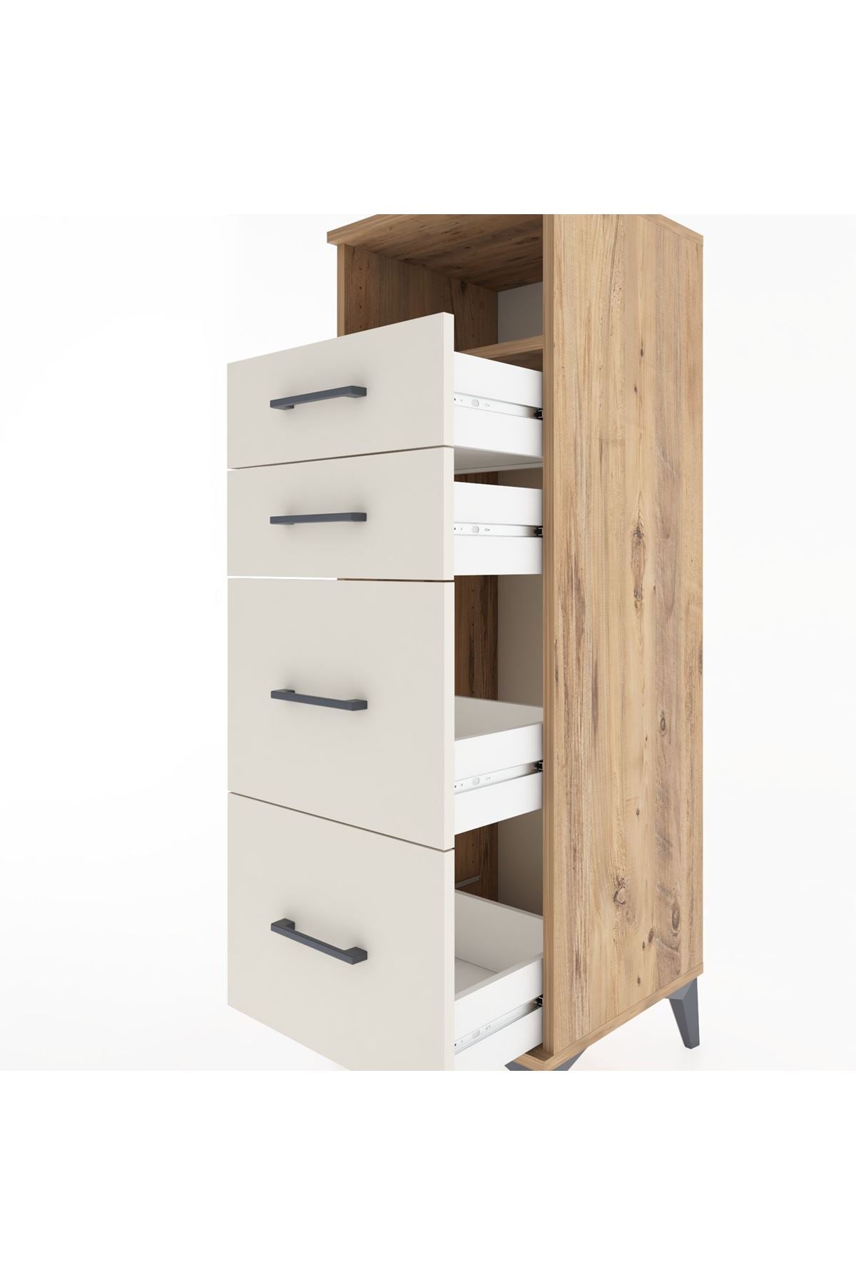 Hyperion Dolap Tek Raflı 4 Çekmeceli 44x44x134 - S49M031V7B