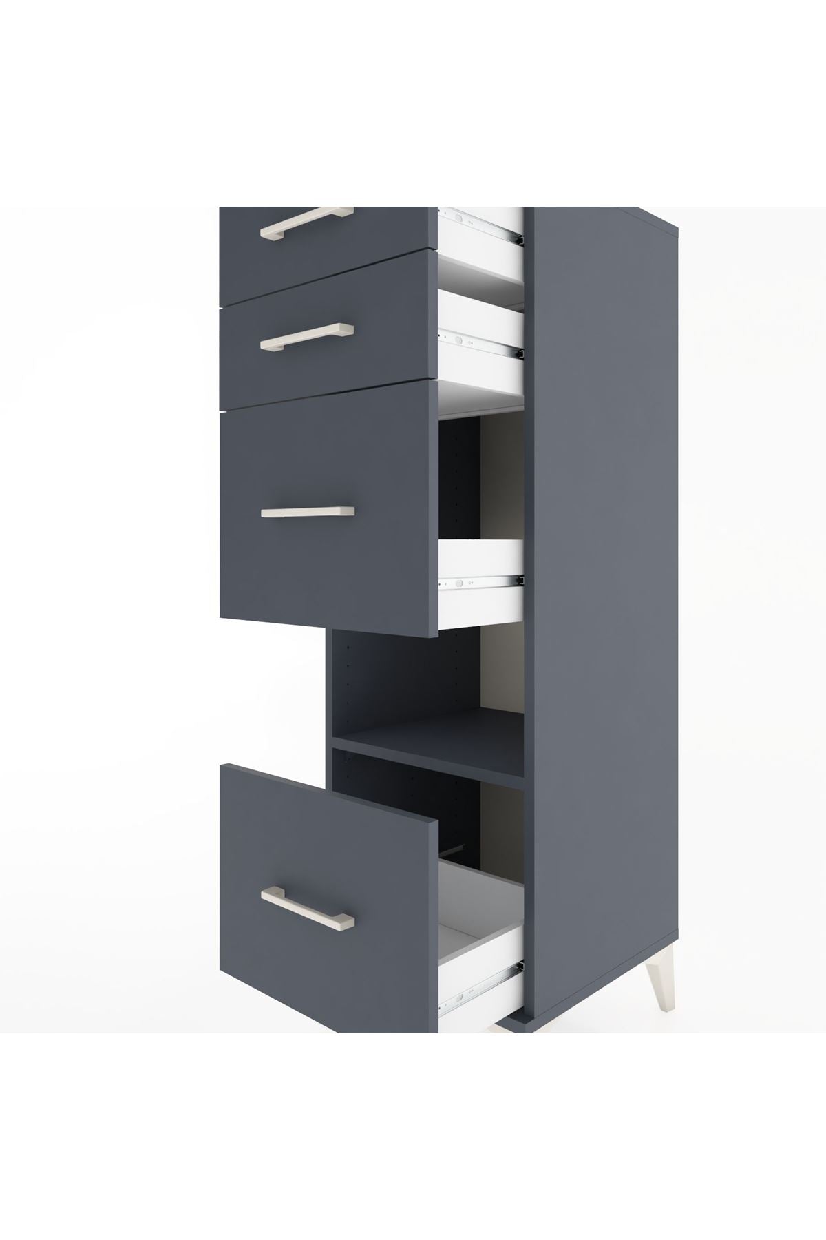 Hyperion Dolap Tek Raflı 4 Çekmeceli 44x44x134 - S49M032V5B