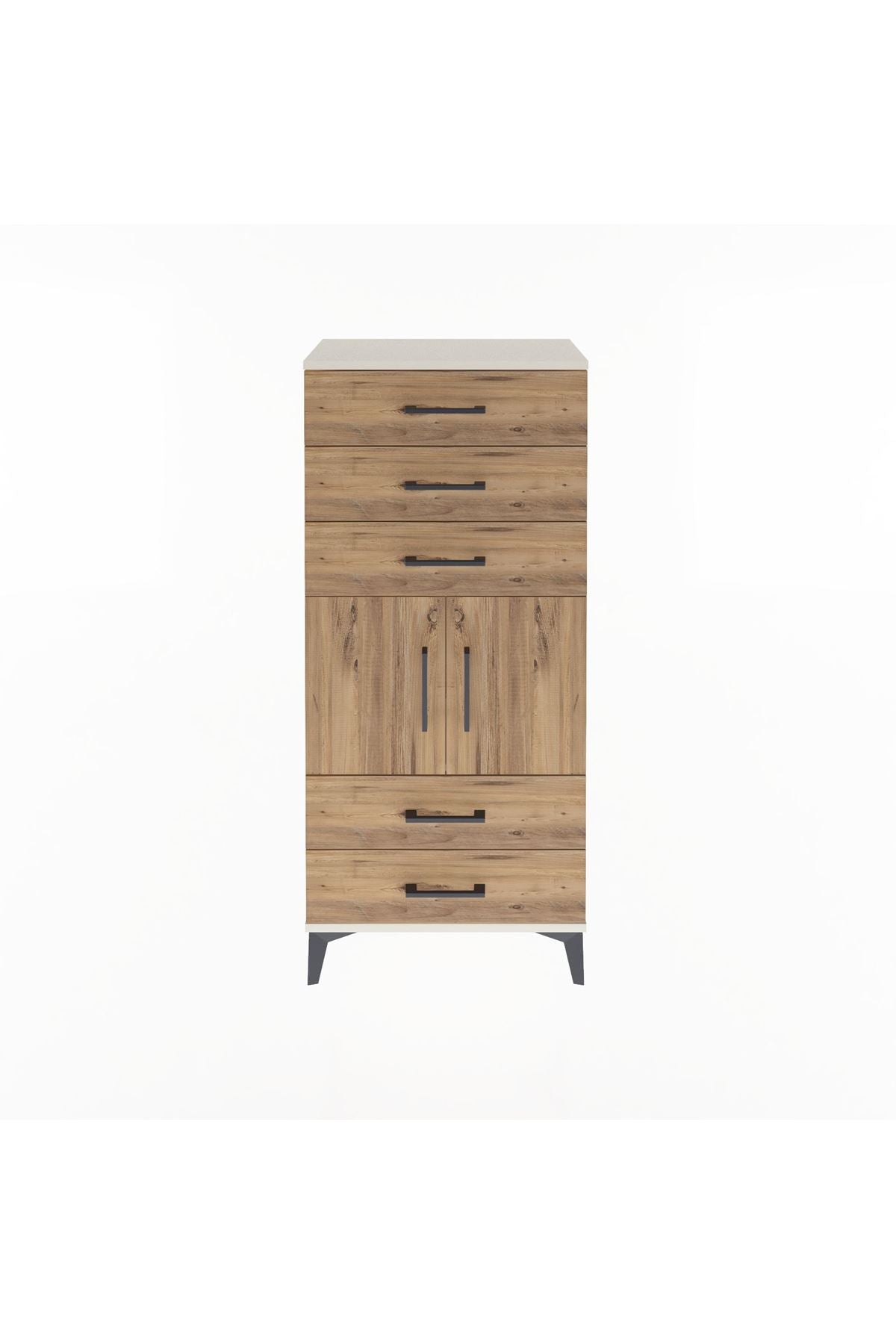 Arges Dolap Tek Raflı 5 Çekmeceli 2 Kapaklı 60x30x134 - S17M127V3A