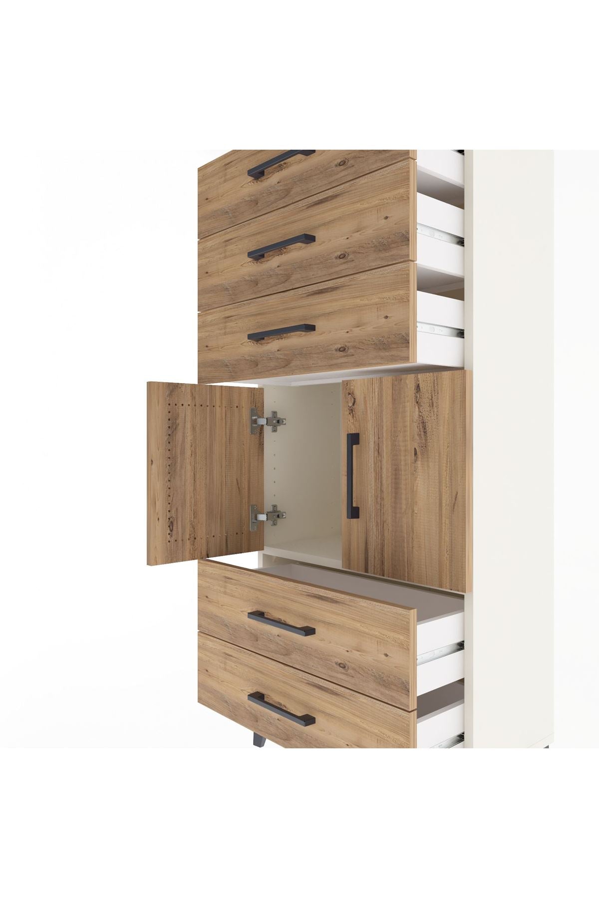 Arges Dolap Tek Raflı 5 Çekmeceli 2 Kapaklı 60x30x134 - S17M127V3A