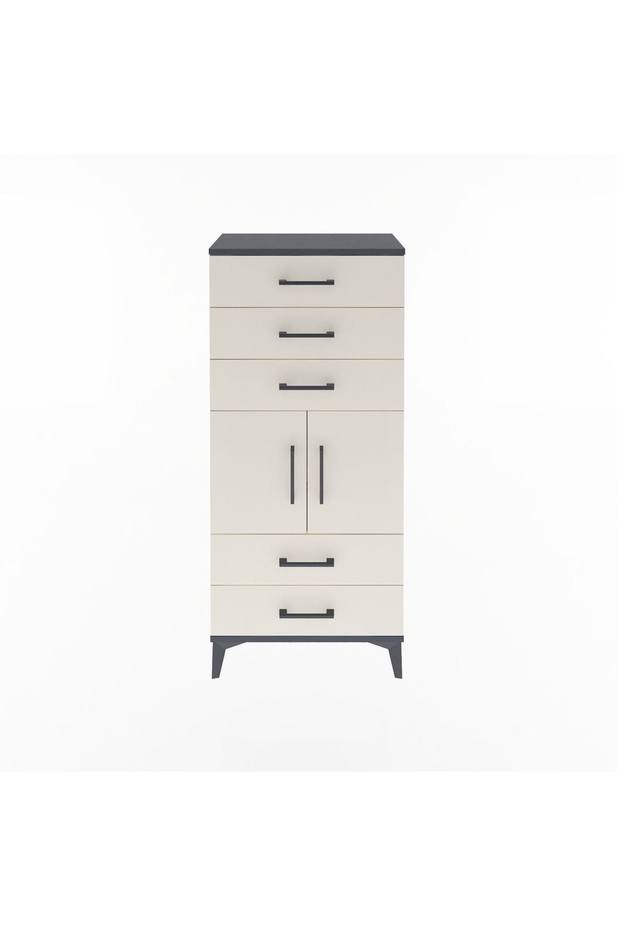 Arges Dolap Tek Raflı 5 Çekmeceli 2 Kapaklı 60x30x134 - S17M127V4A