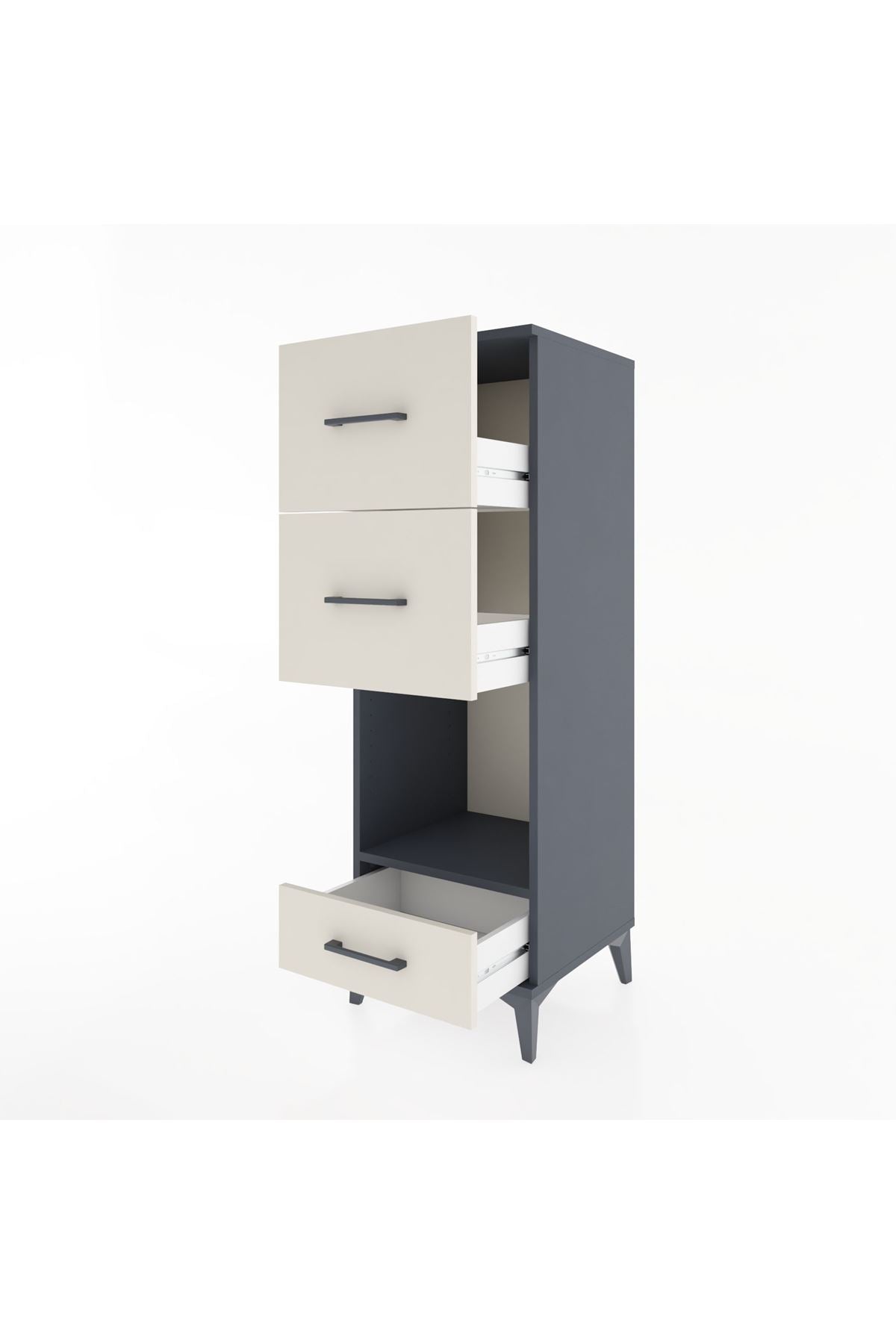 Hyperion Dolap Tek Raflı 3 Çekmeceli 44x44x134 - S49M038V4B