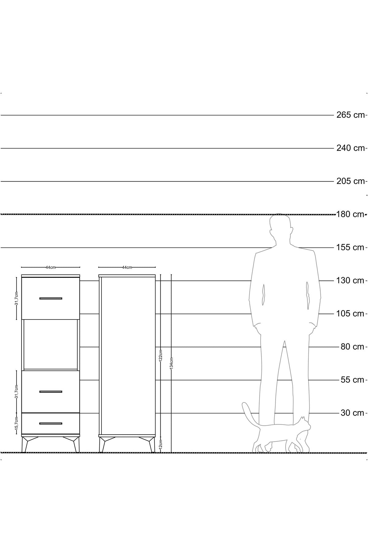 Hyperion Dolap Tek Raflı 3 Çekmeceli 44x44x134 - S49M039V3B