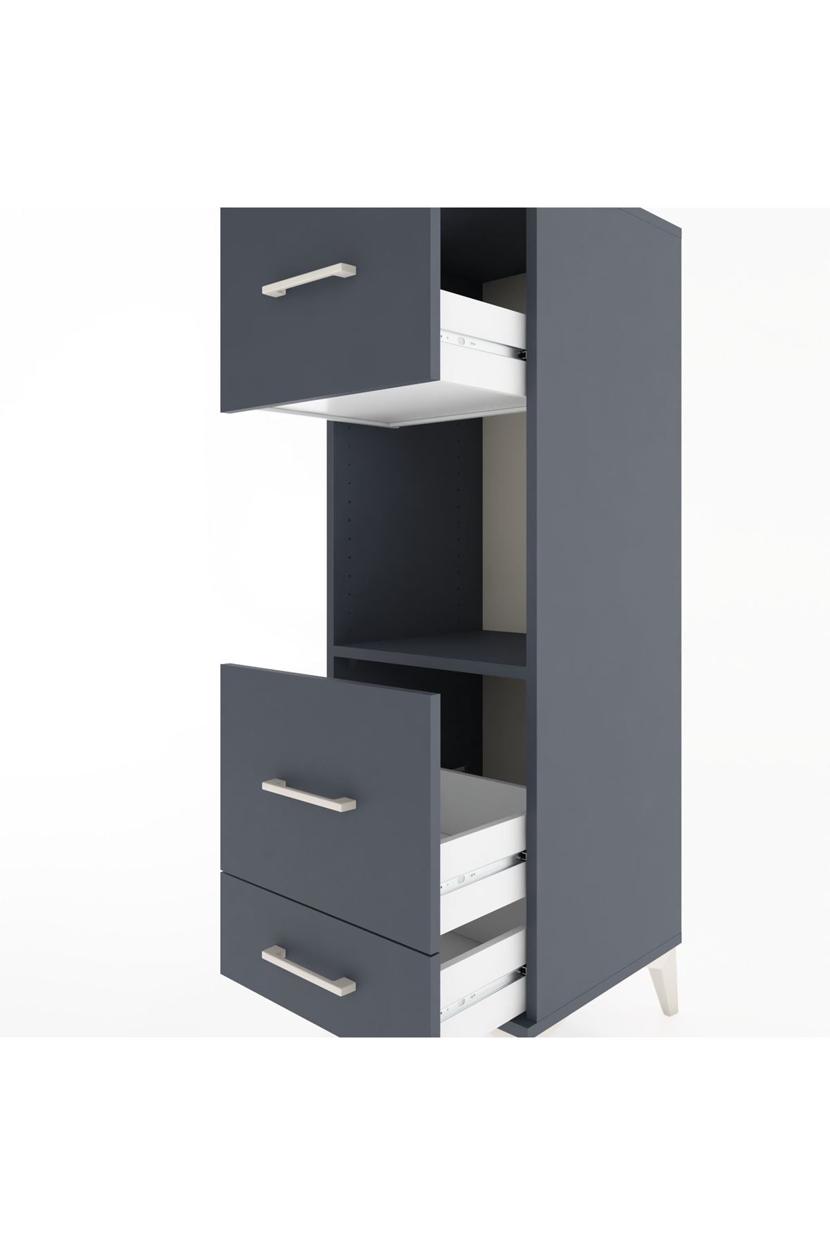 Hyperion Dolap Tek Raflı 3 Çekmeceli 44x44x134 - S49M039V5B