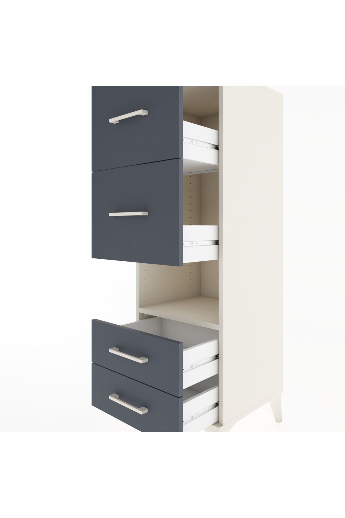 Hyperion Dolap Tek Raflı 4 Çekmeceli 44x44x134 - S49M041V2B
