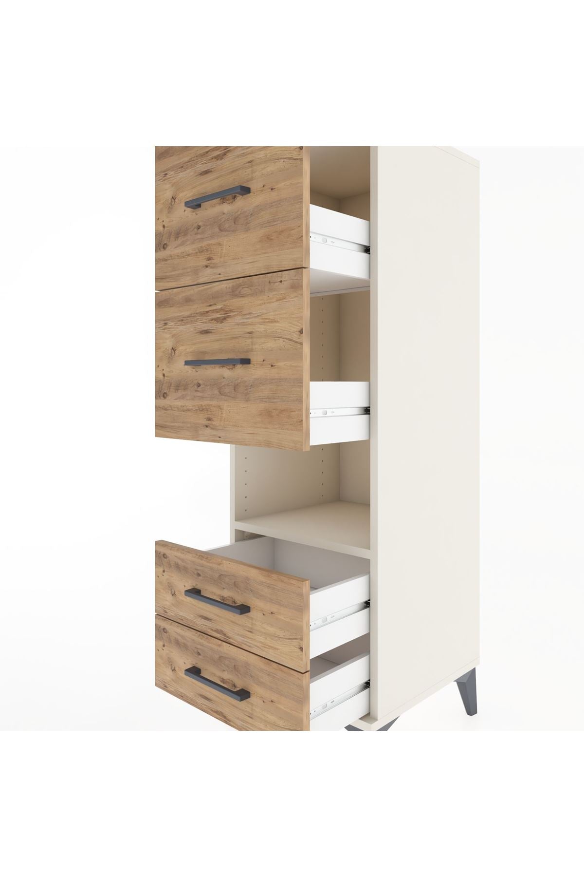 Hyperion Dolap Tek Raflı 4 Çekmeceli 44x44x134 - S49M041V3B