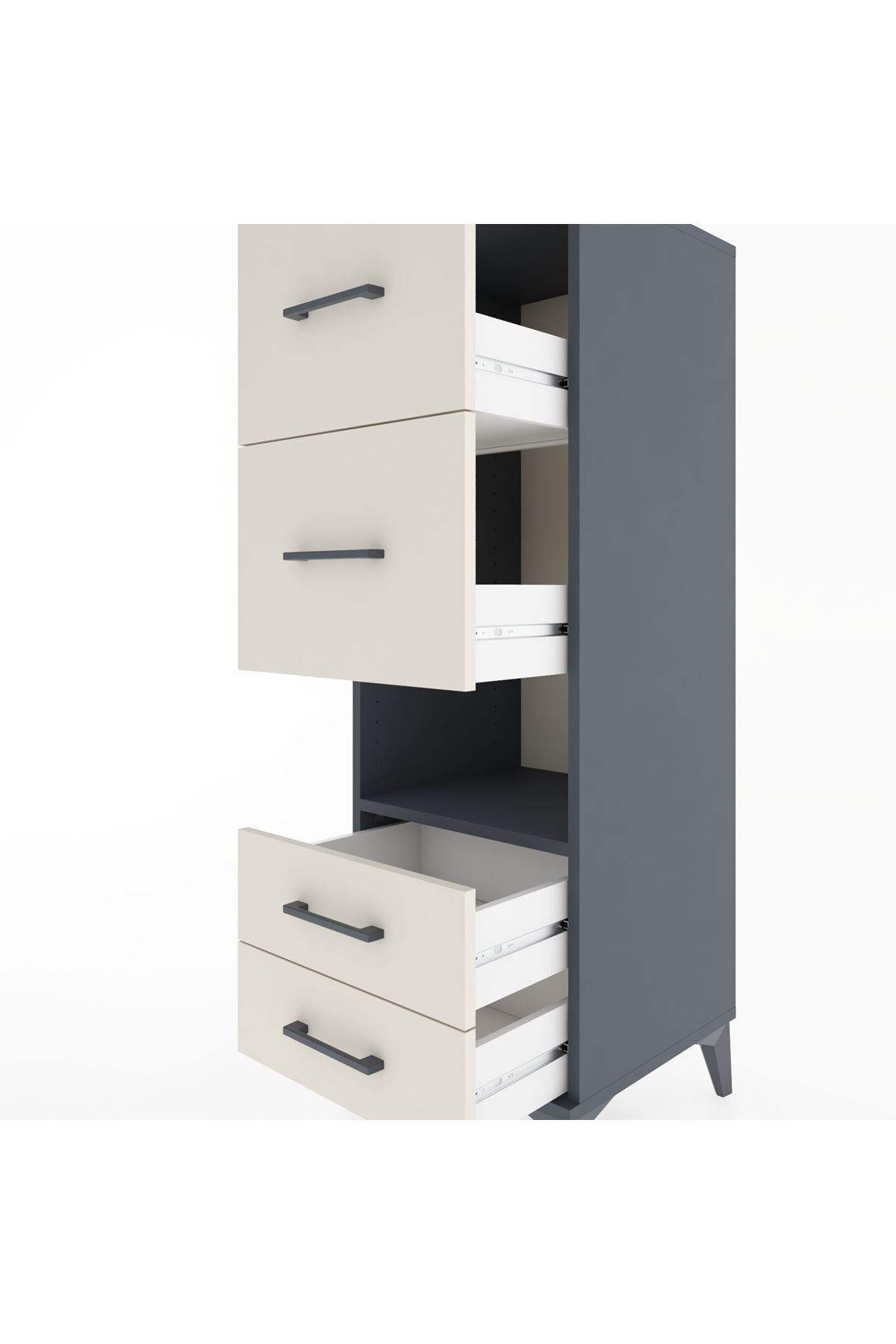 Hyperion Dolap Tek Raflı 4 Çekmeceli 44x44x134 - S49M041V4B